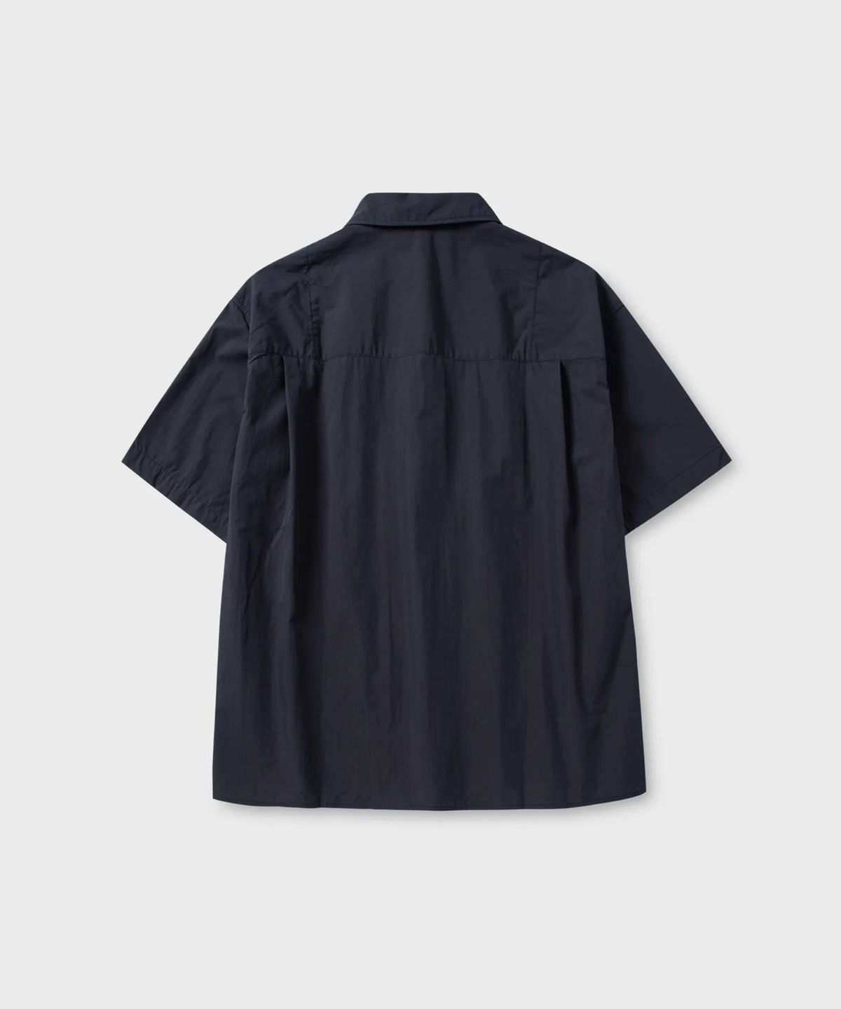 넌블랭크(NONBLANK) 네츄럴 링클 하프 슬리브 셔츠_DARK NAVY