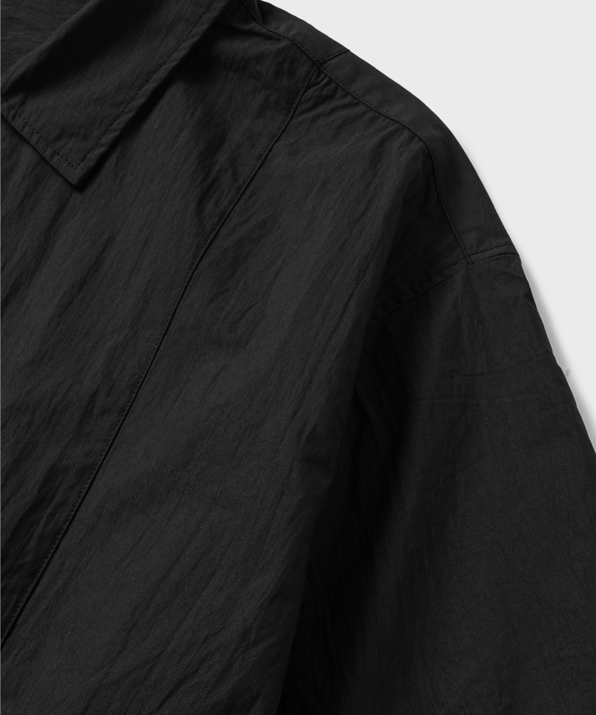 넌블랭크(NONBLANK) 네츄럴 링클 하프 슬리브 셔츠_BLACK