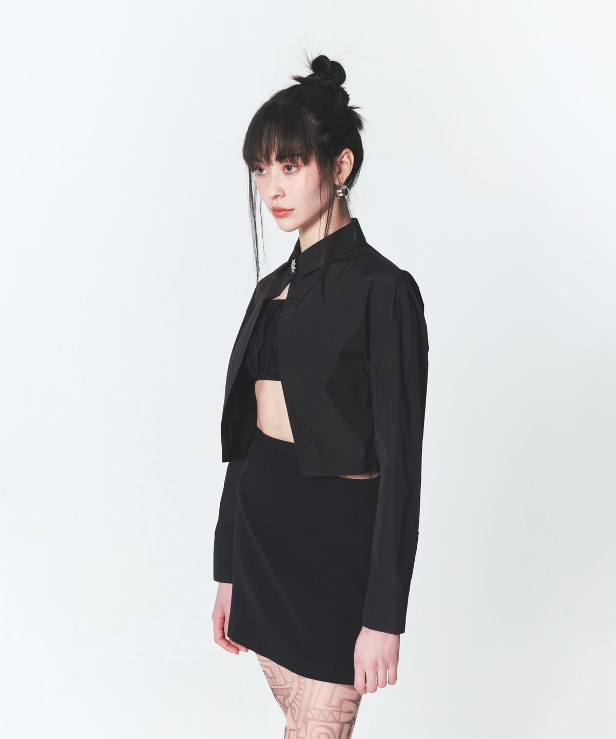 인프랩(INPREP) Crystal Single Button Shirt Black