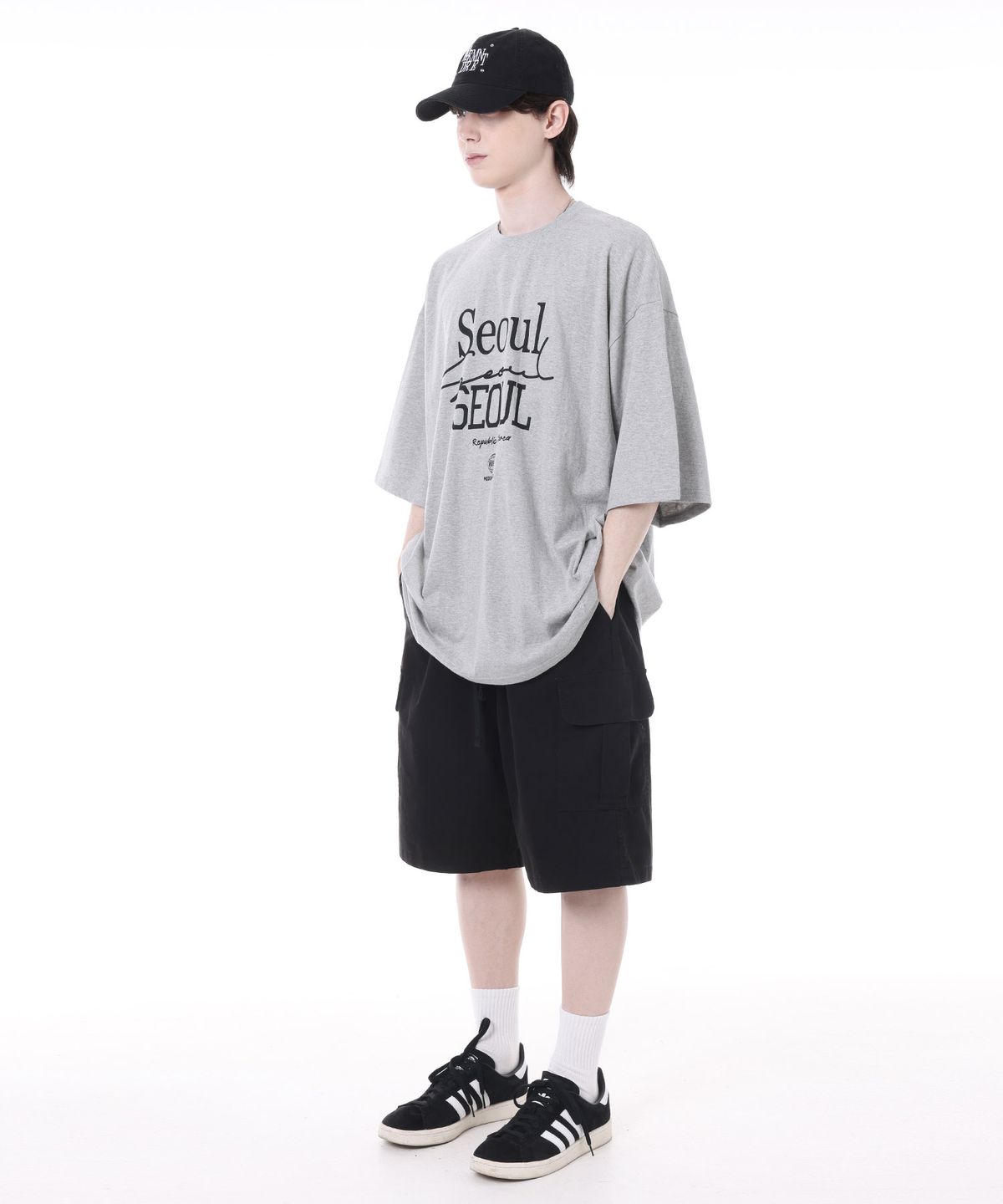 모더먼트(MODERMENT) BDU 와이드 카고 반바지 [블랙]