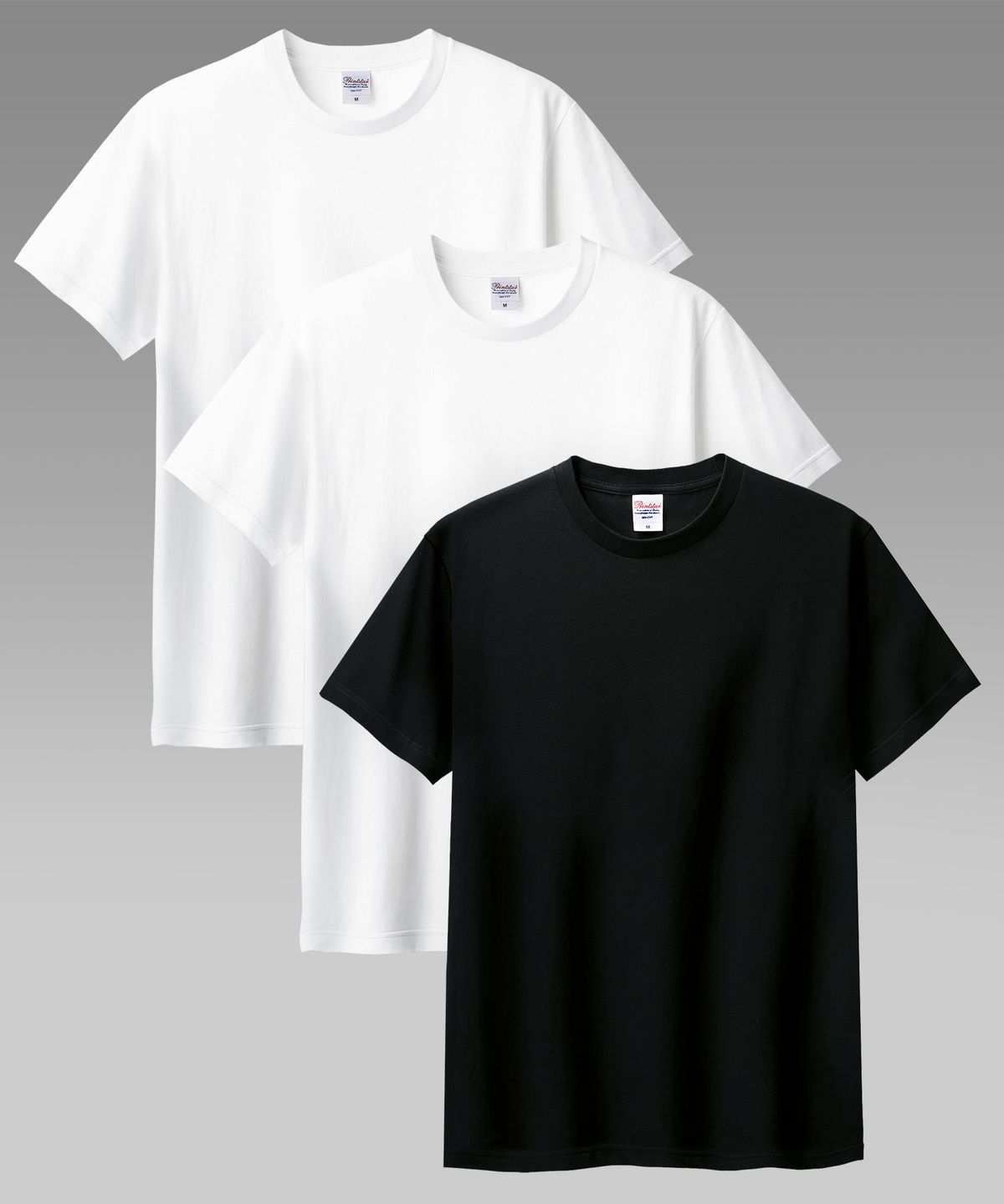 프린트스타(PRINTSTAR) [3PACK] 7.4oz 헤비 웨이트 라운드 오버핏 무지 반팔티 화이트/블랙