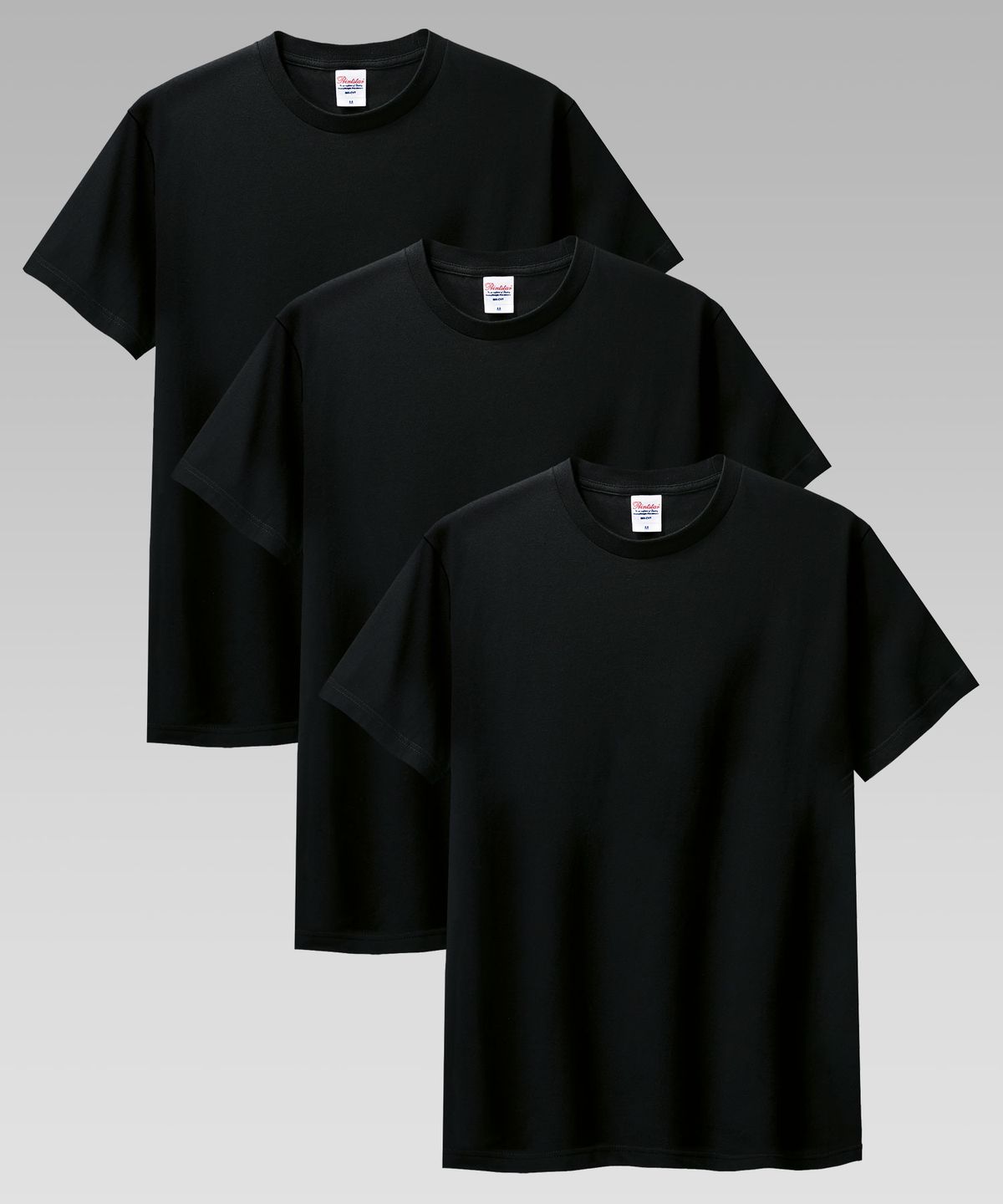 프린트스타(PRINTSTAR) [3PACK] 7.4oz 헤비 웨이트 라운드 오버핏 무지 반팔티 화이트/블랙