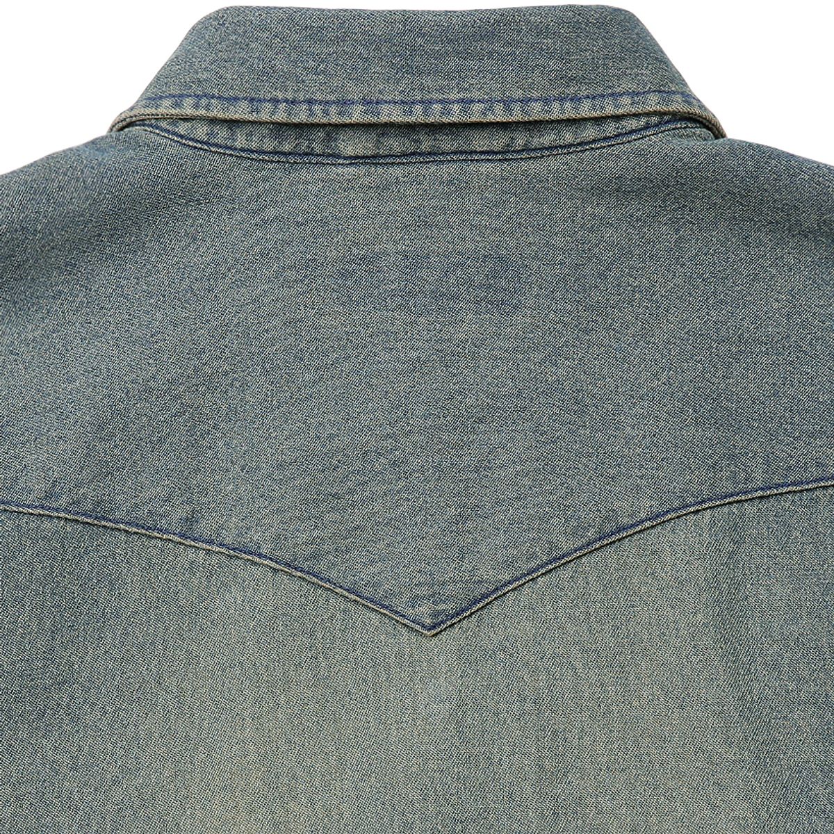 솔티(SORTIE) 036 Washed Denim Western Shirts (Mid Blue)