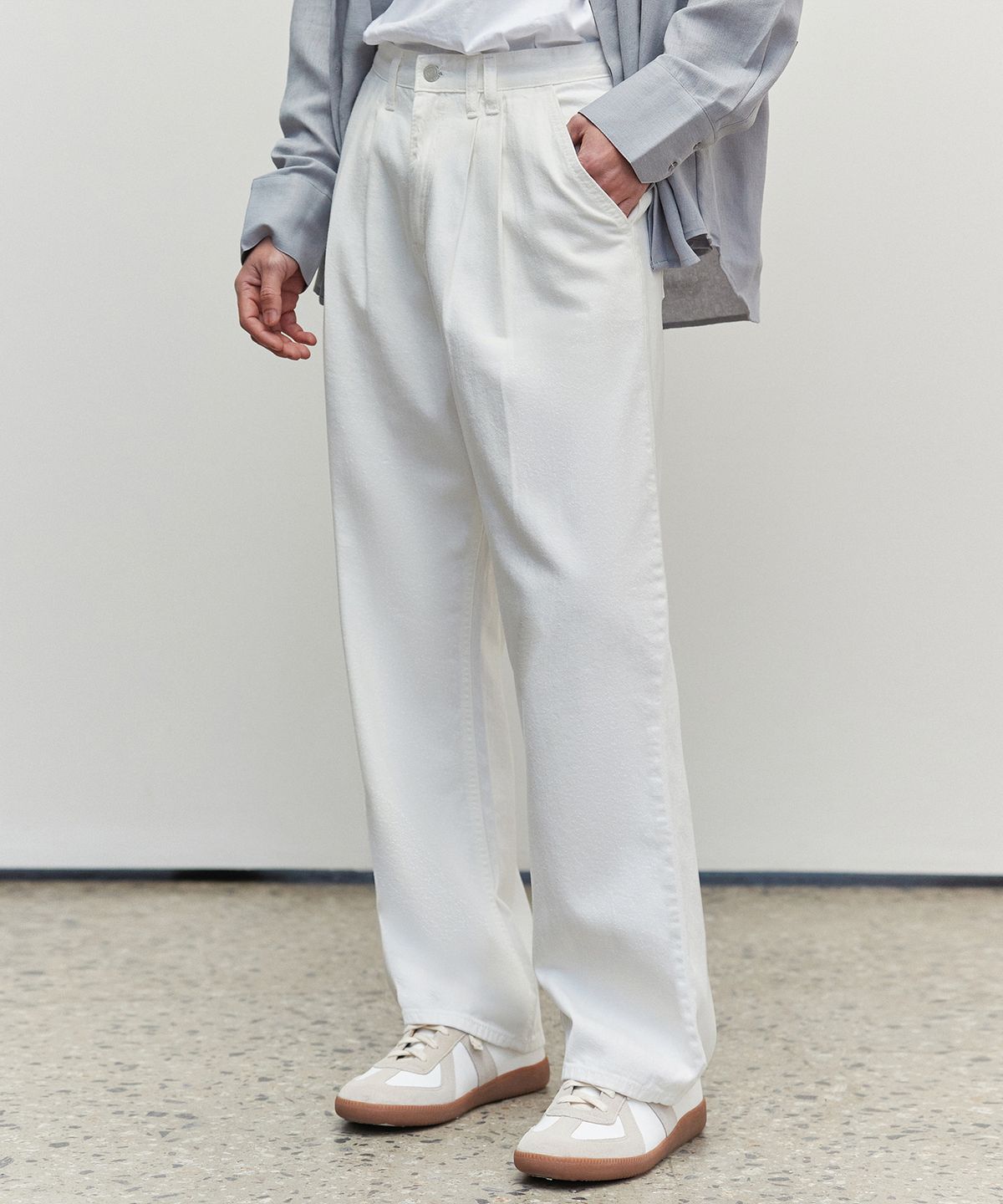 데케트(DECET) [여름원단]2Pleats Wide Jeans DCPT005Ivory