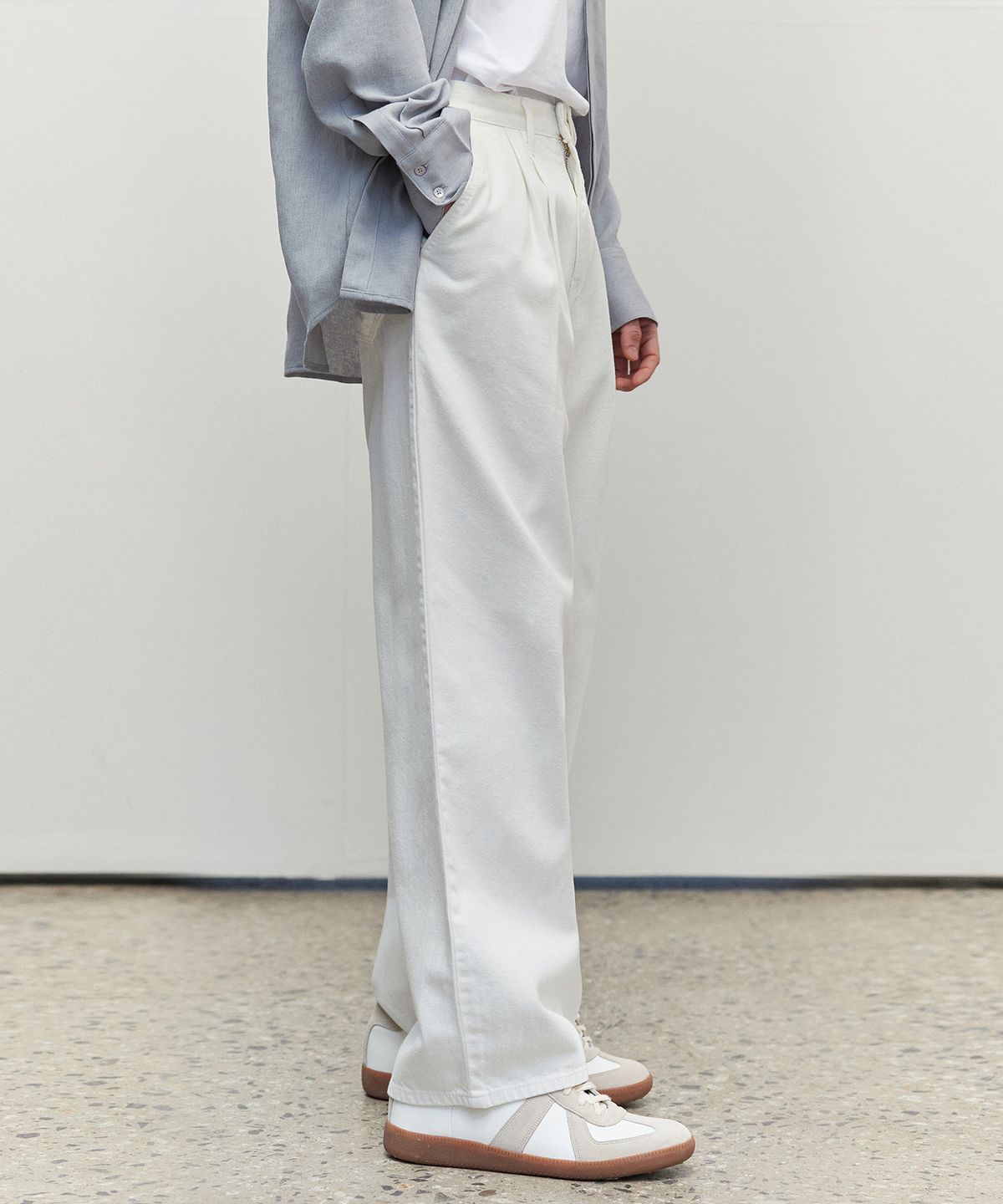 데케트(DECET) [여름원단]2Pleats Wide Jeans DCPT005Ivory