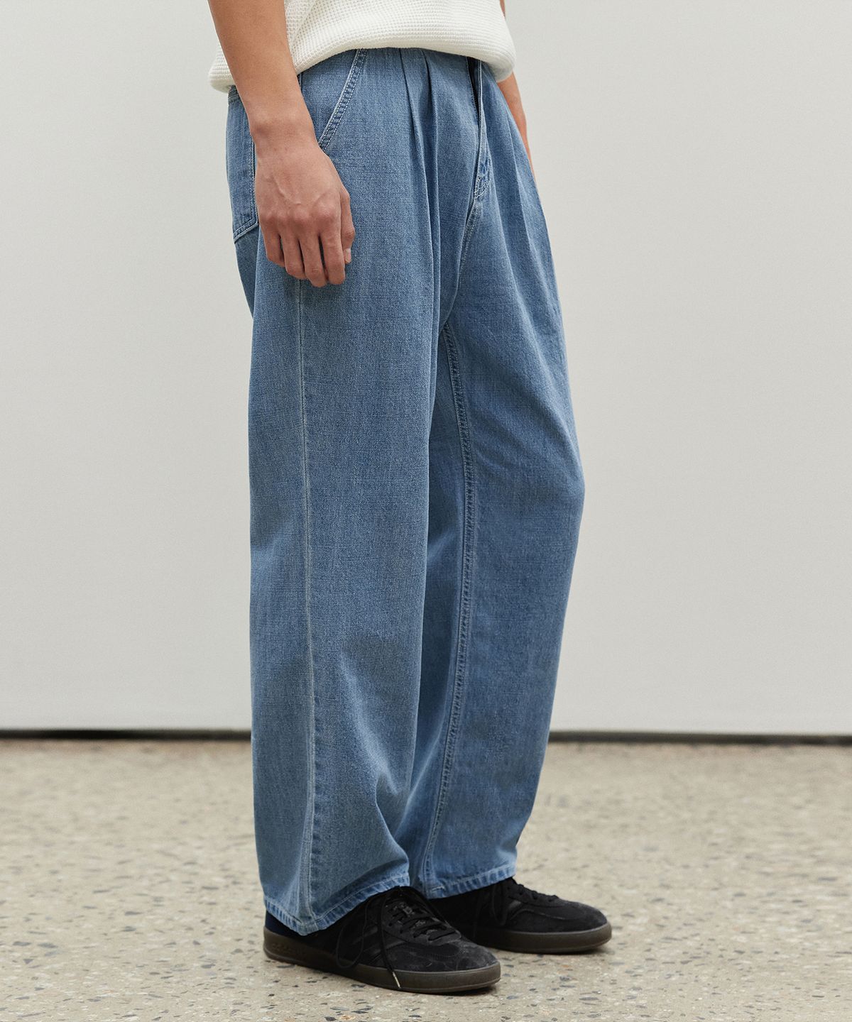 데케트(DECET) [여름원단]2Pleats Wide Jeans DCPT005Blue
