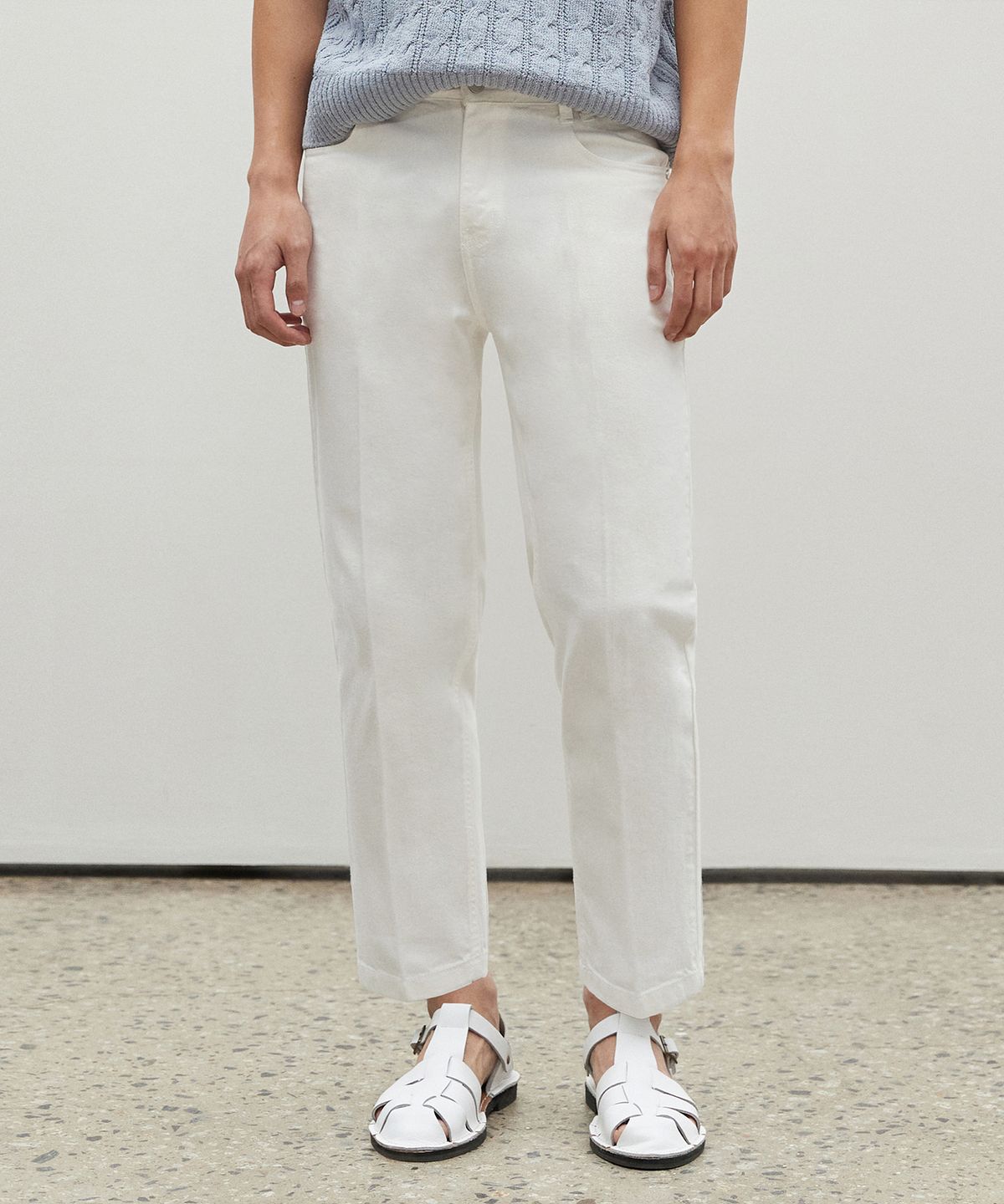 데케트(DECET) [여름원단]Cropped Tapered Jeans DCPT004Ivory