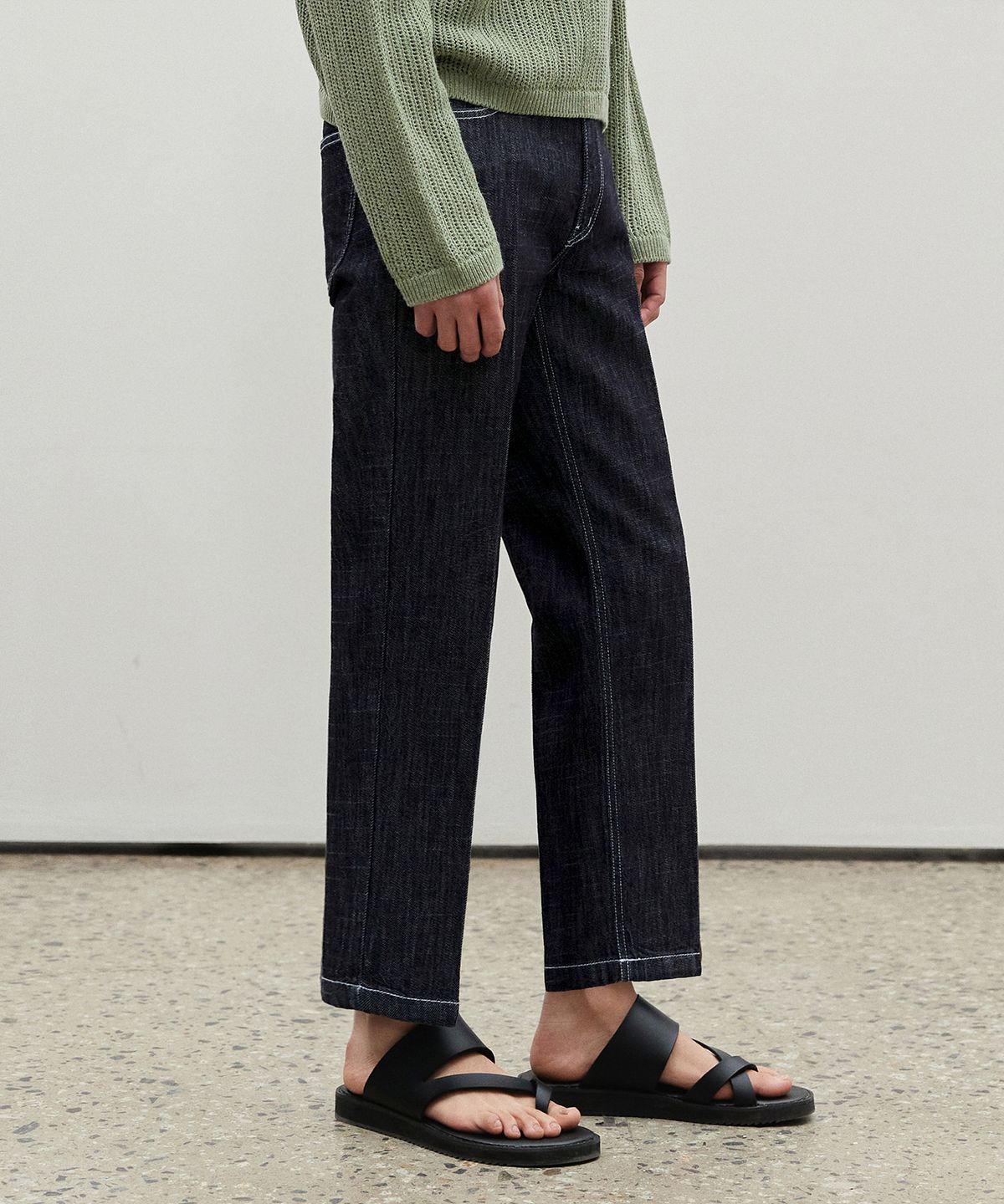 데케트(DECET) [여름원단]Cropped Tapered Jeans DCPT004IndigoBlue