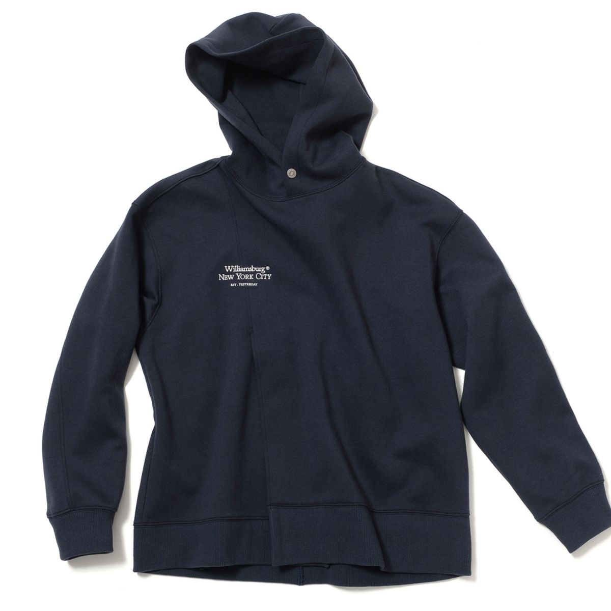 윌리엄스버그 뉴욕시티(WILLIAMSBURG NEWYORK CITY) [Essential] Classic Logo Cutting Hoodie_Navy