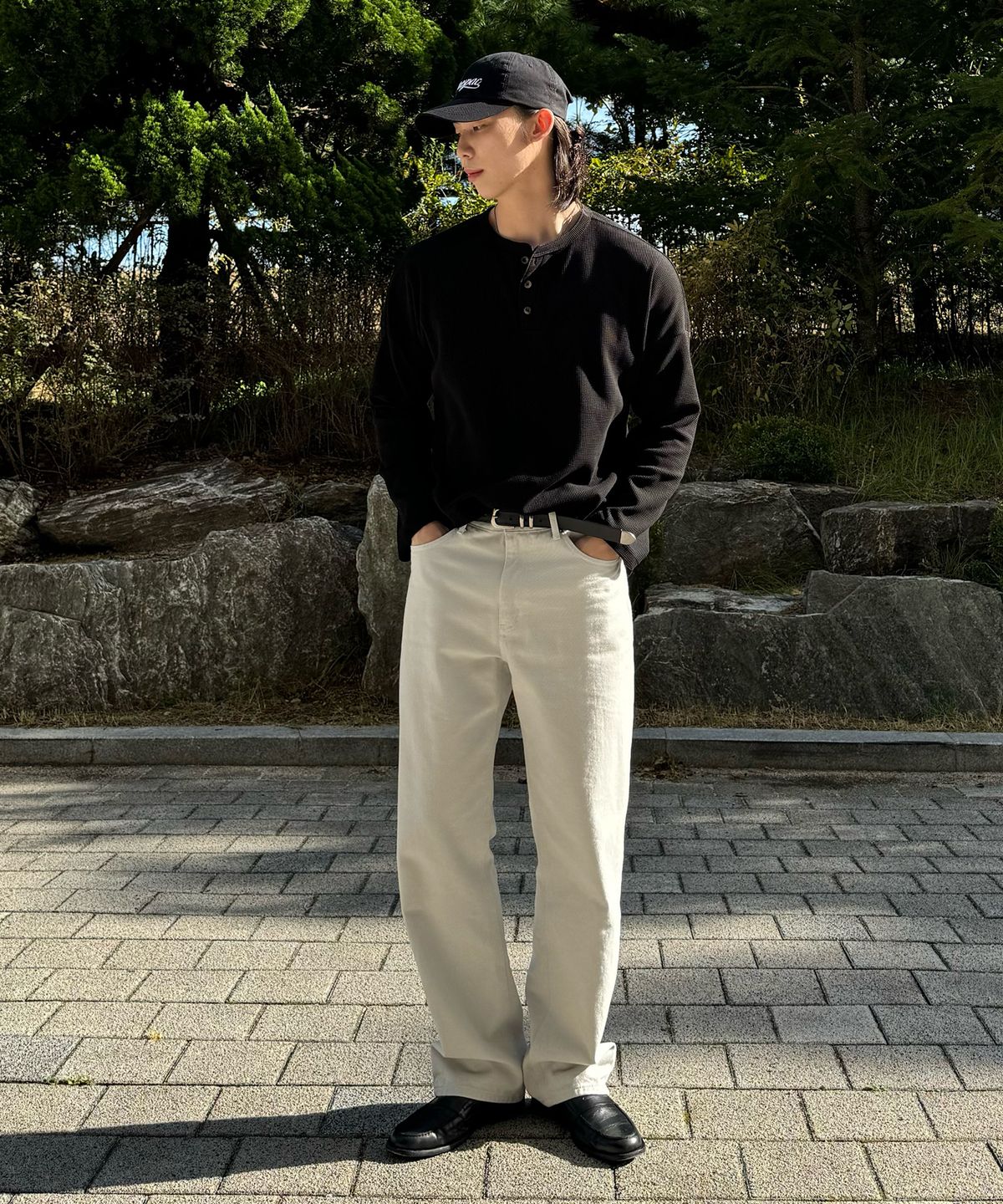 유앤엘씨(UNLC) Waffle Helyneck Drop Shoulder Sleeve(3color)