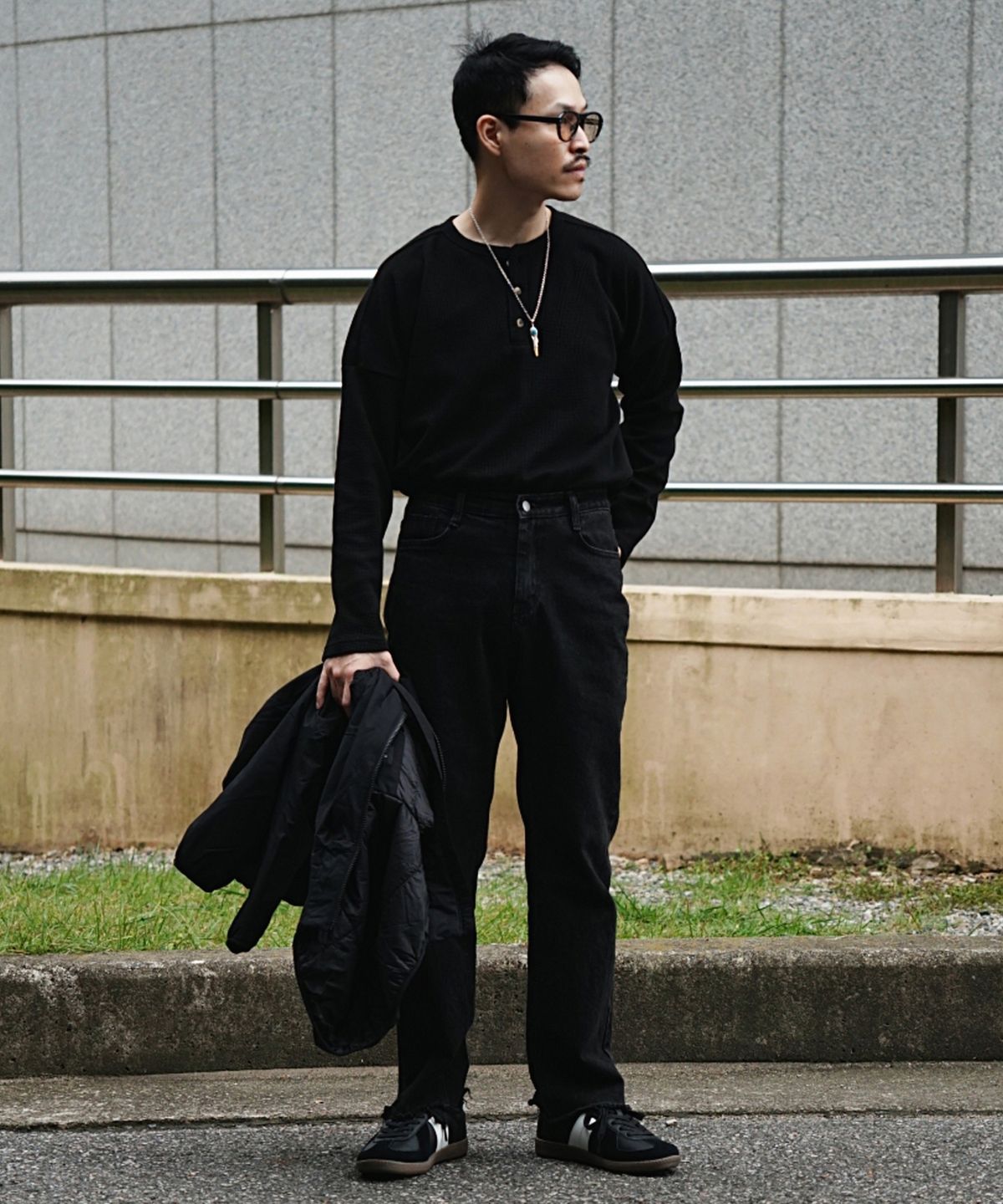유앤엘씨(UNLC) Waffle Helyneck Drop Shoulder Sleeve(3color)