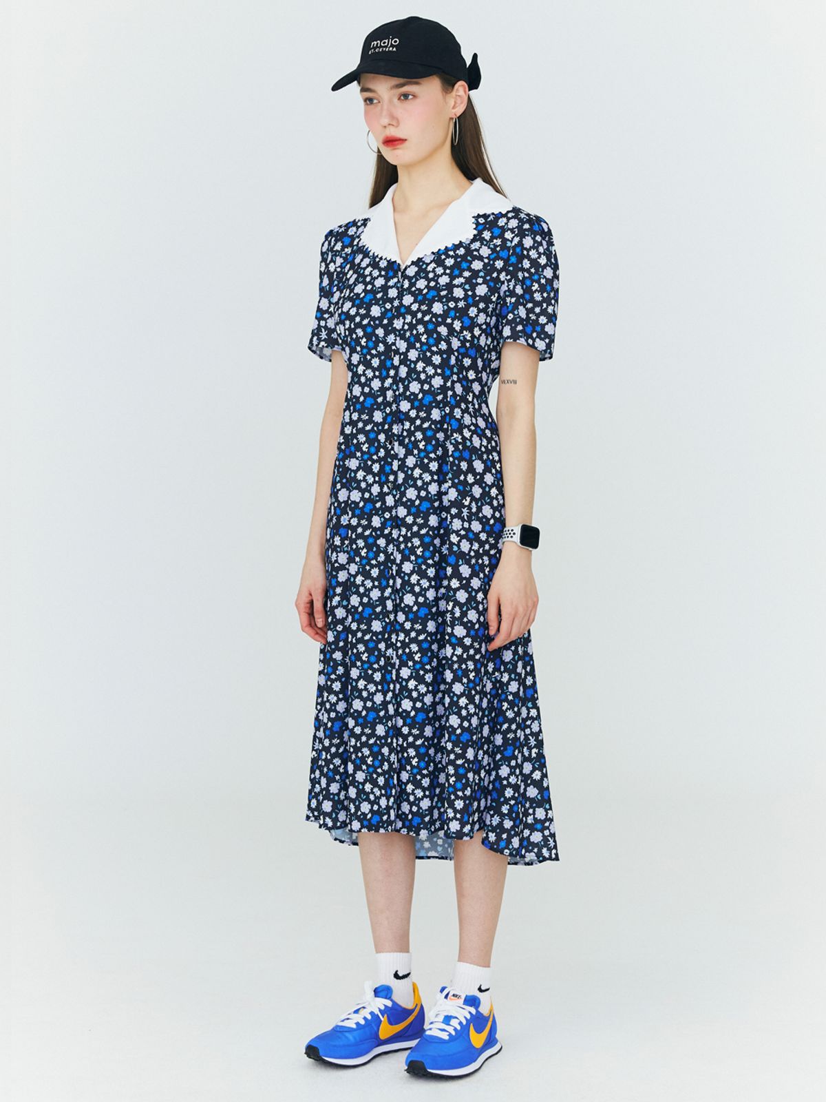 마조팩토리(MAJO FACTORY) Floral 2way Dress [Navy]