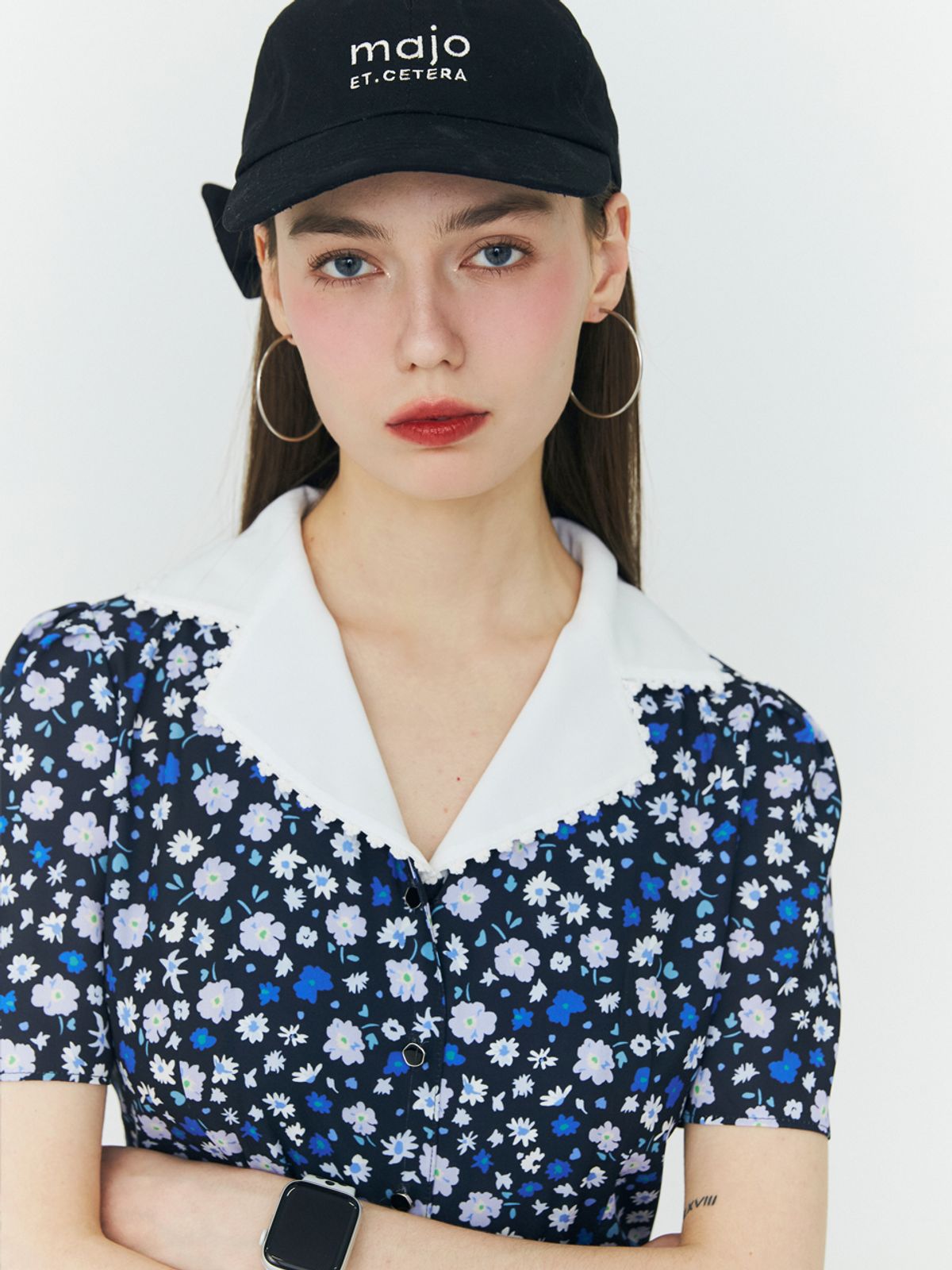 마조팩토리(MAJO FACTORY) Floral 2way Dress [Navy]