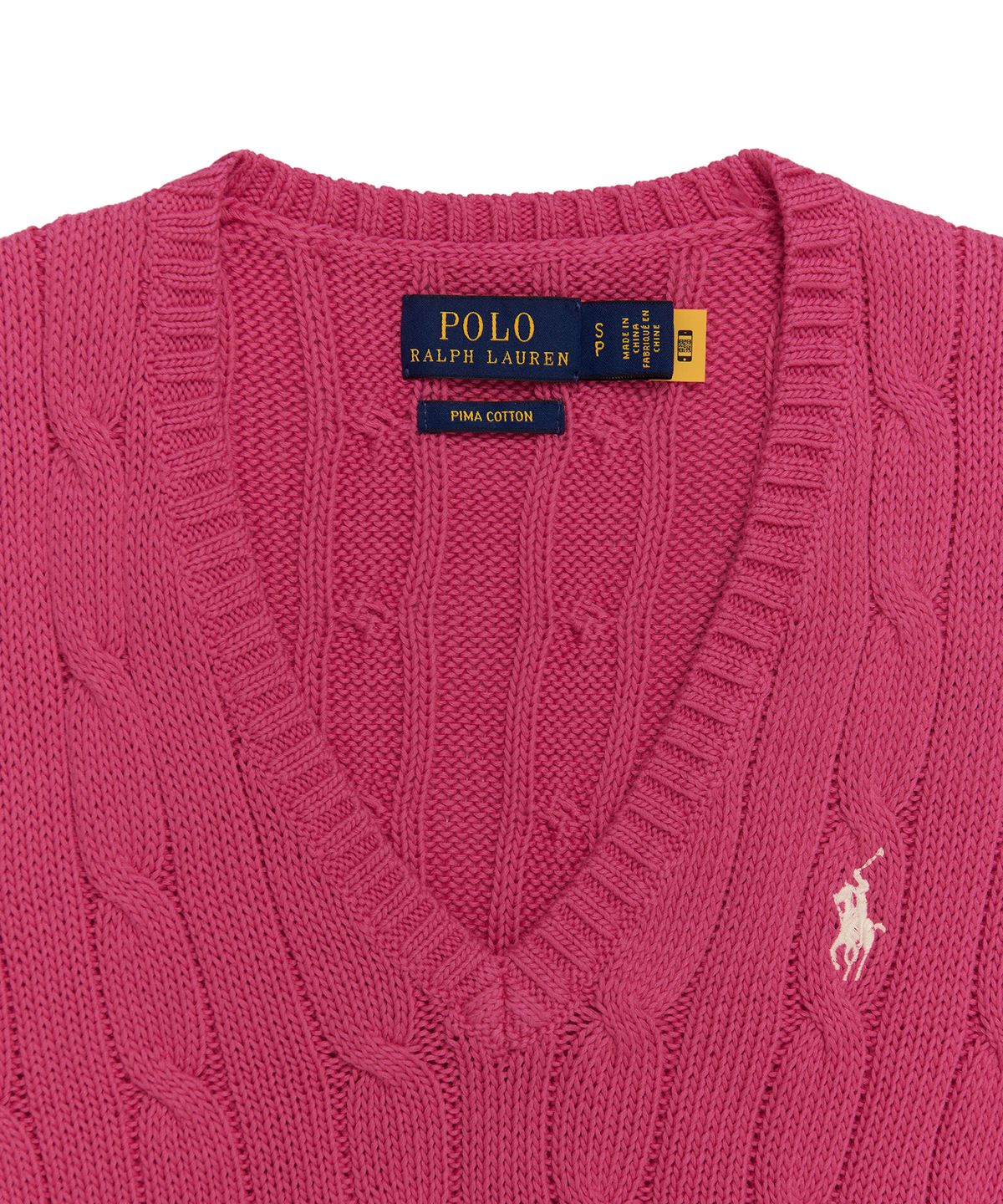 폴로 랄프 로렌(POLO RALPH LAUREN) W 케이블니트 V넥 스웨터 - 핑크