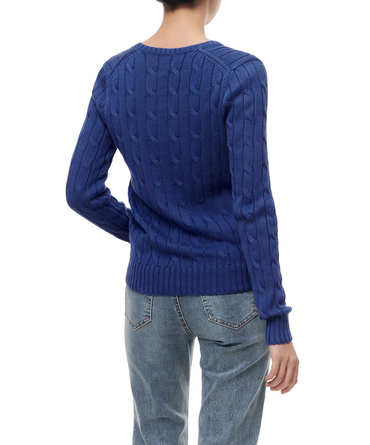폴로 랄프 로렌(POLO RALPH LAUREN) W 케이블니트 V넥 스웨터 - 블루