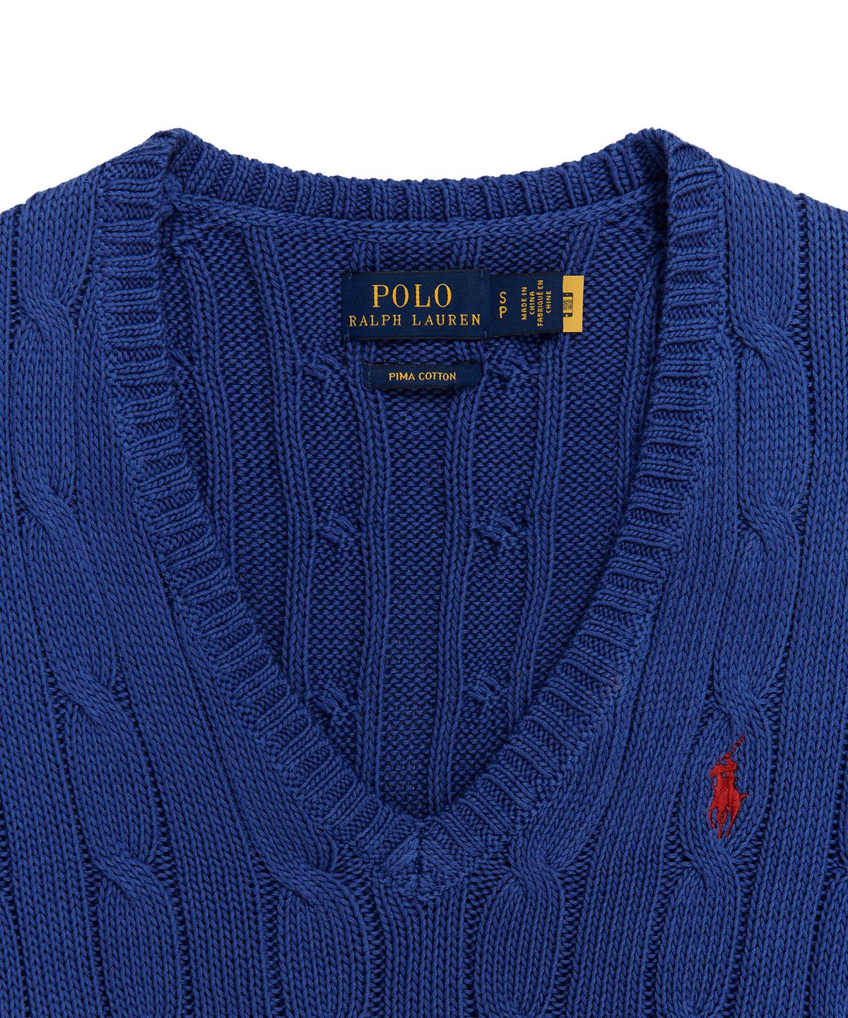 폴로 랄프 로렌(POLO RALPH LAUREN) W 케이블니트 V넥 스웨터 - 블루