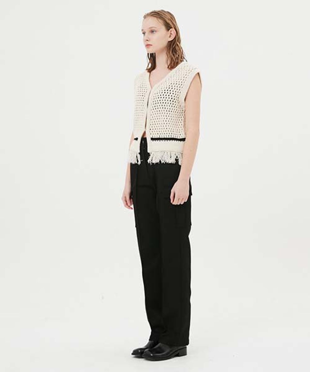 문선(MOONSUN) Elie 2-Way Zip Cargo Pants [Black Twill]