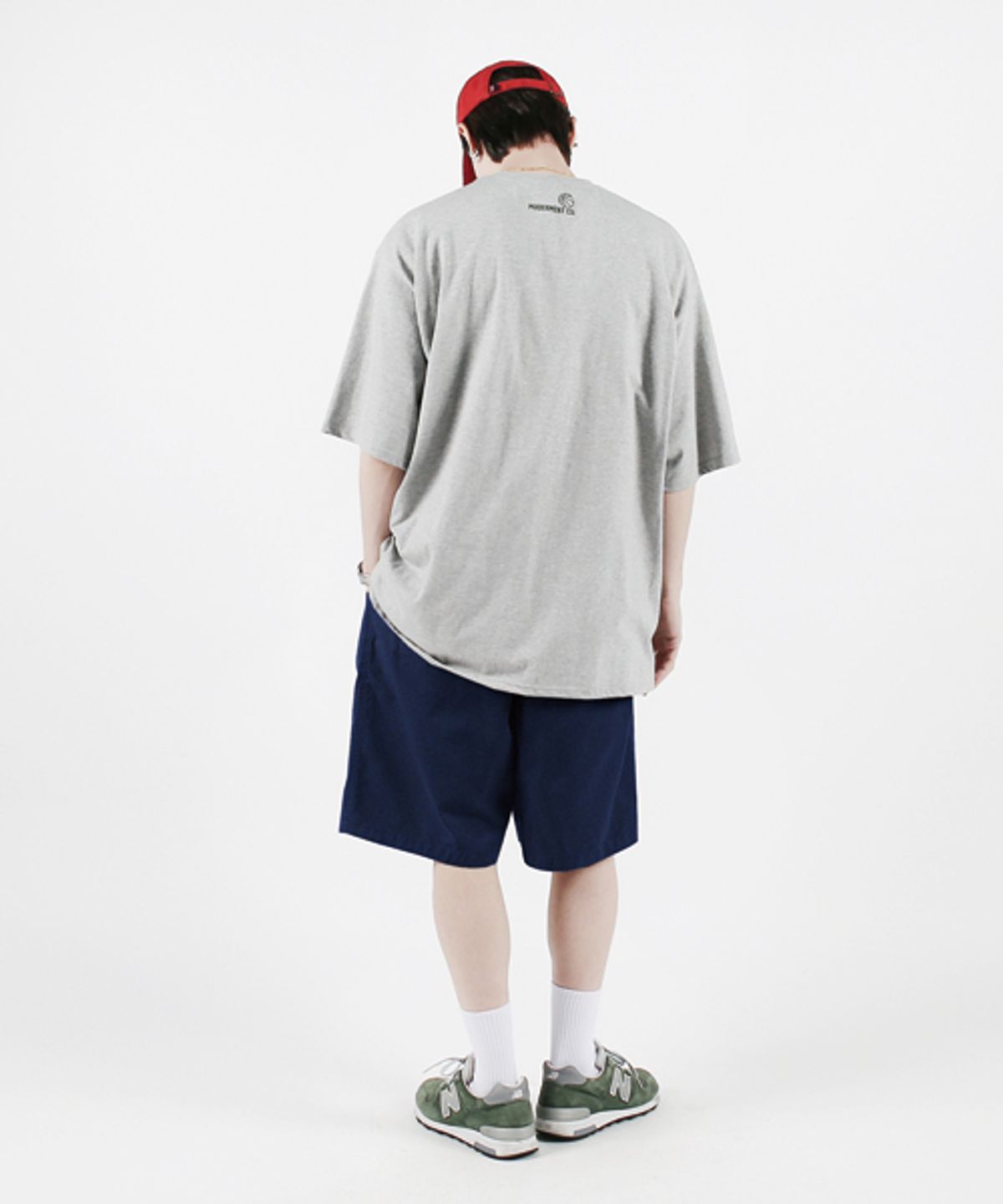 모더먼트(MODERMENT) 투턱 치노 워싱 와이드 반바지 [네이비]
