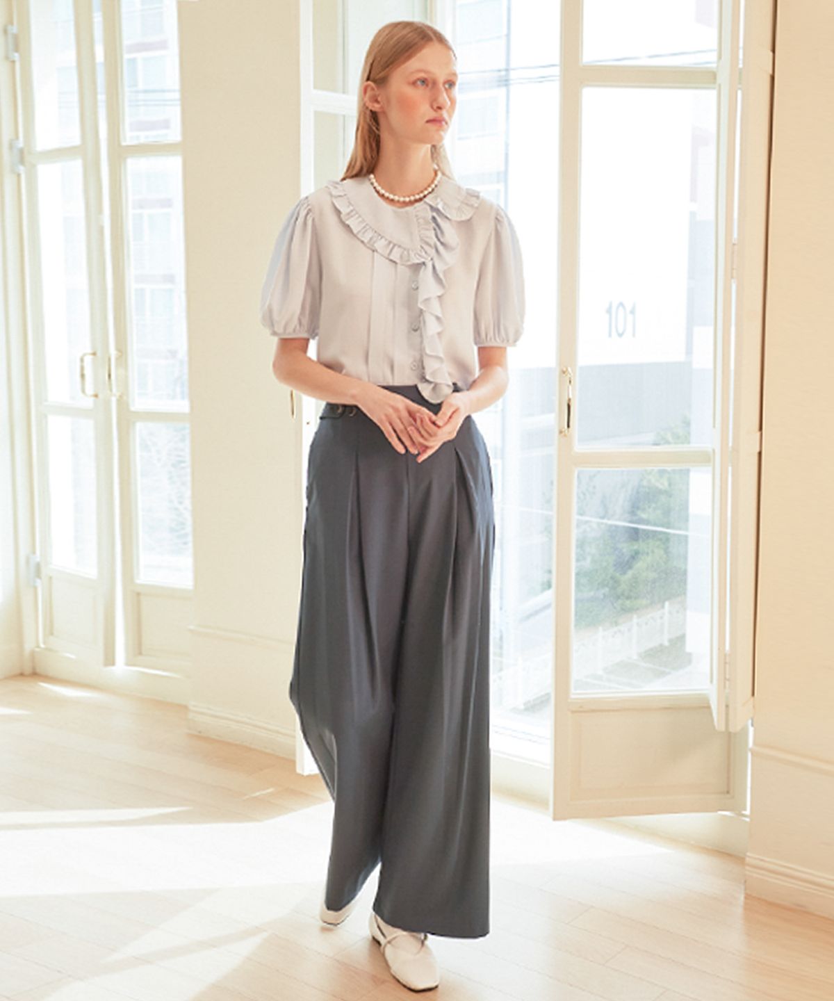 바이탈싸인(VITALSIGN) [LINE] Button Inverted Wide Slacks (3colors)