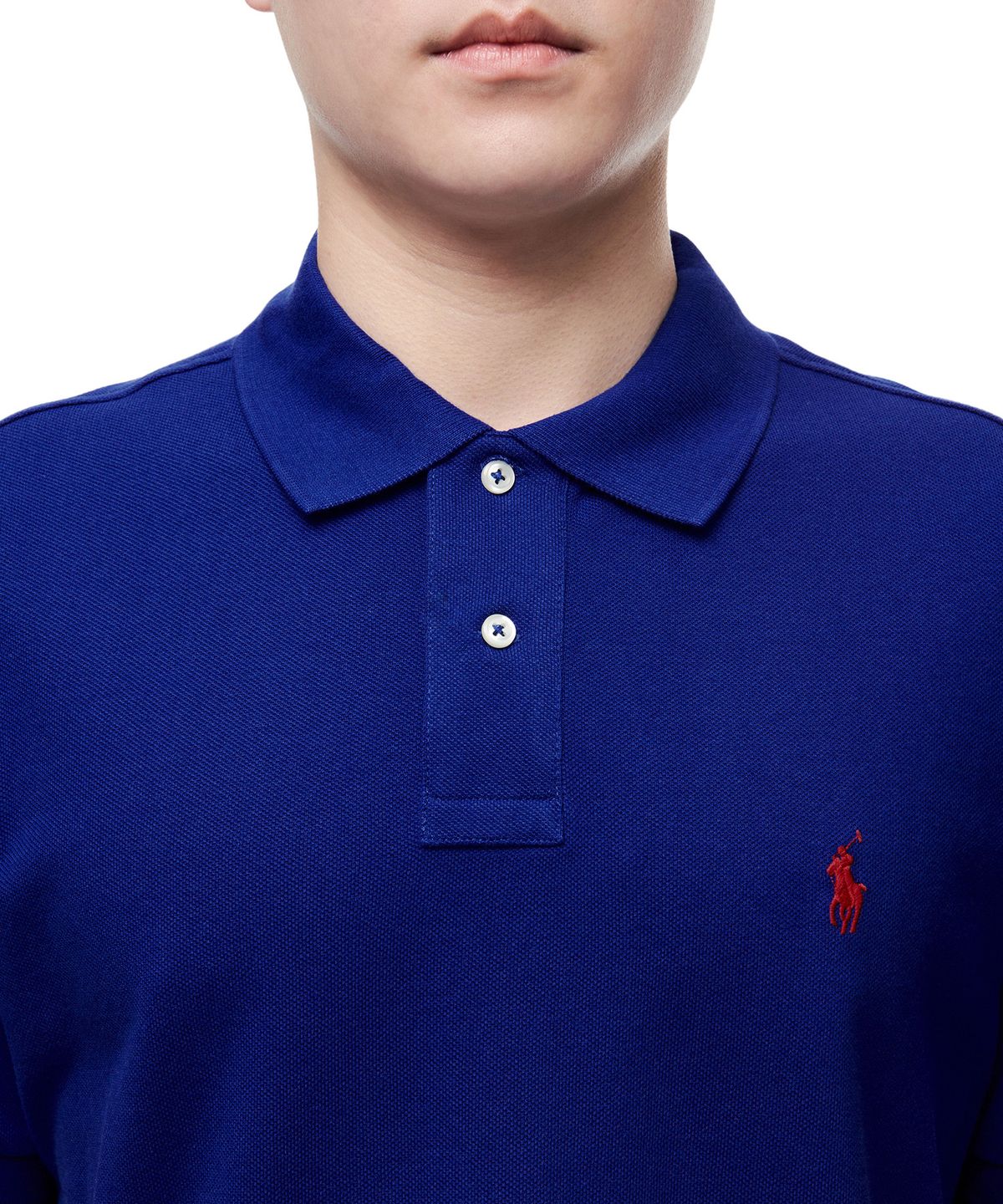 폴로 랄프 로렌(POLO RALPH LAUREN) 커스텀 슬림핏 메시 폴로 셔츠 - 블루
