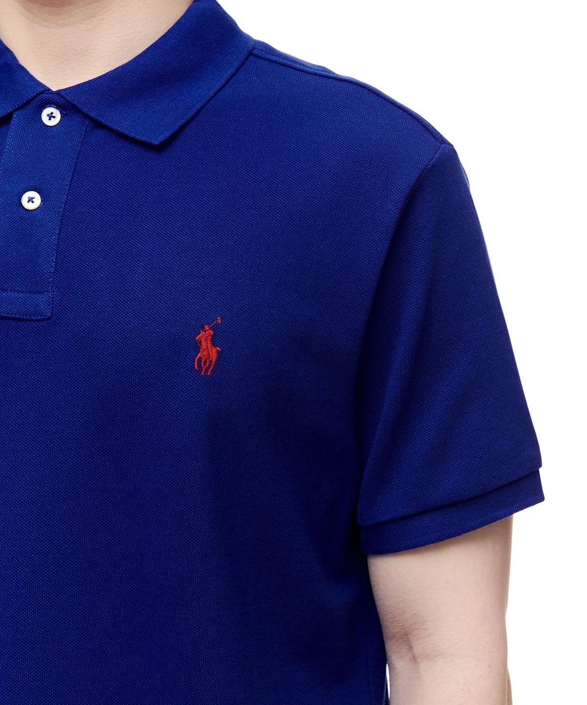 폴로 랄프 로렌(POLO RALPH LAUREN) 커스텀 슬림핏 메시 폴로 셔츠 - 블루