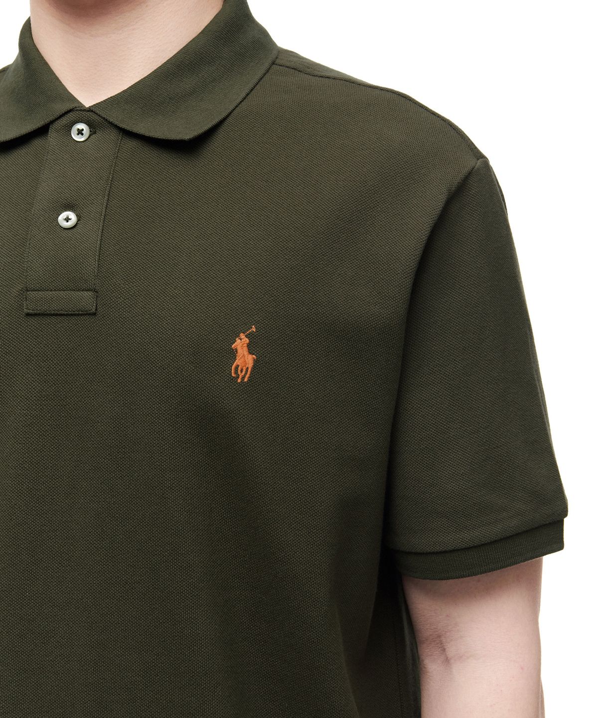 폴로 랄프 로렌(POLO RALPH LAUREN) 커스텀 슬림핏 메시 폴로 셔츠 - 그린