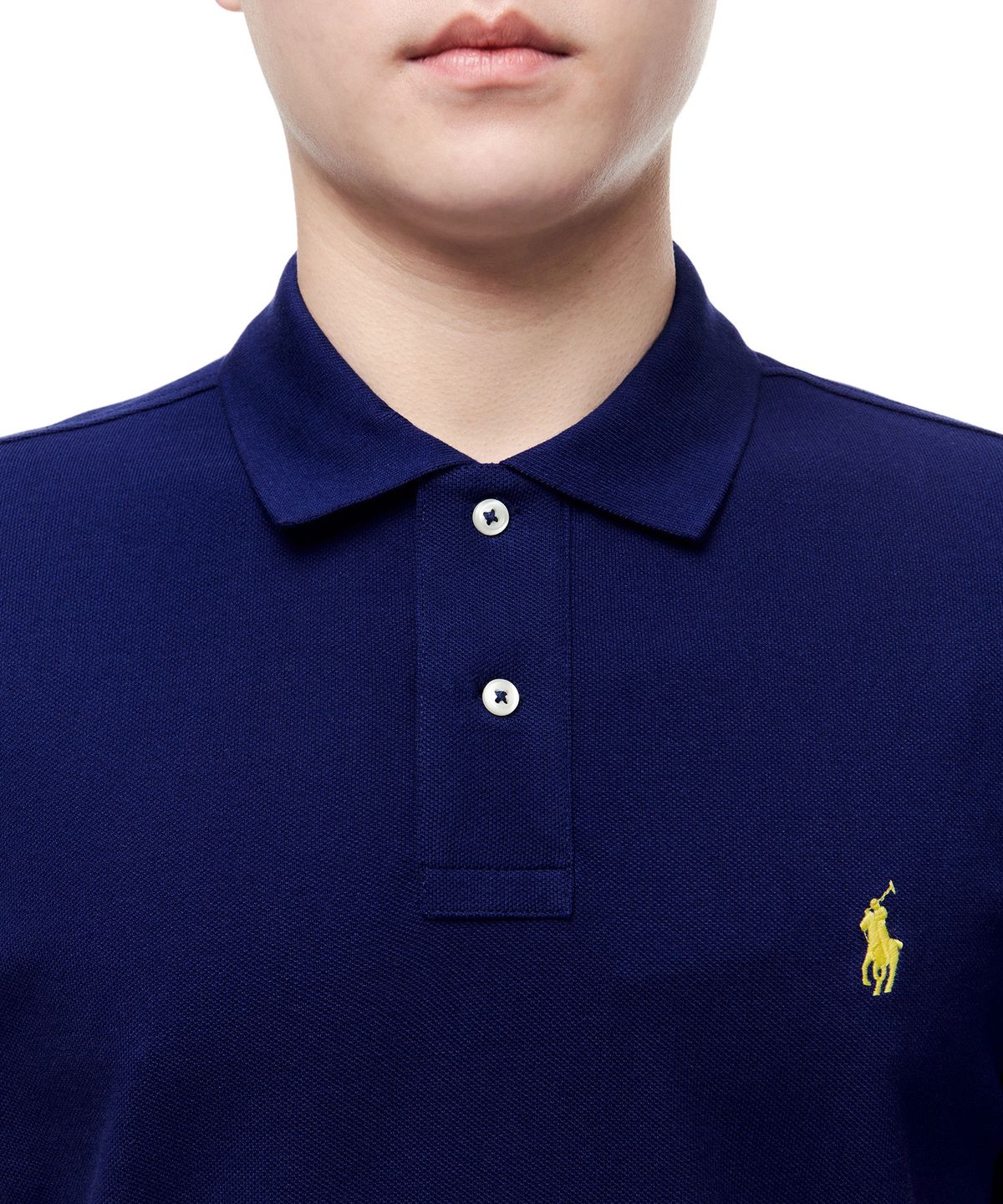 폴로 랄프 로렌(POLO RALPH LAUREN) 슬림핏 메시 폴로 셔츠 - 블루