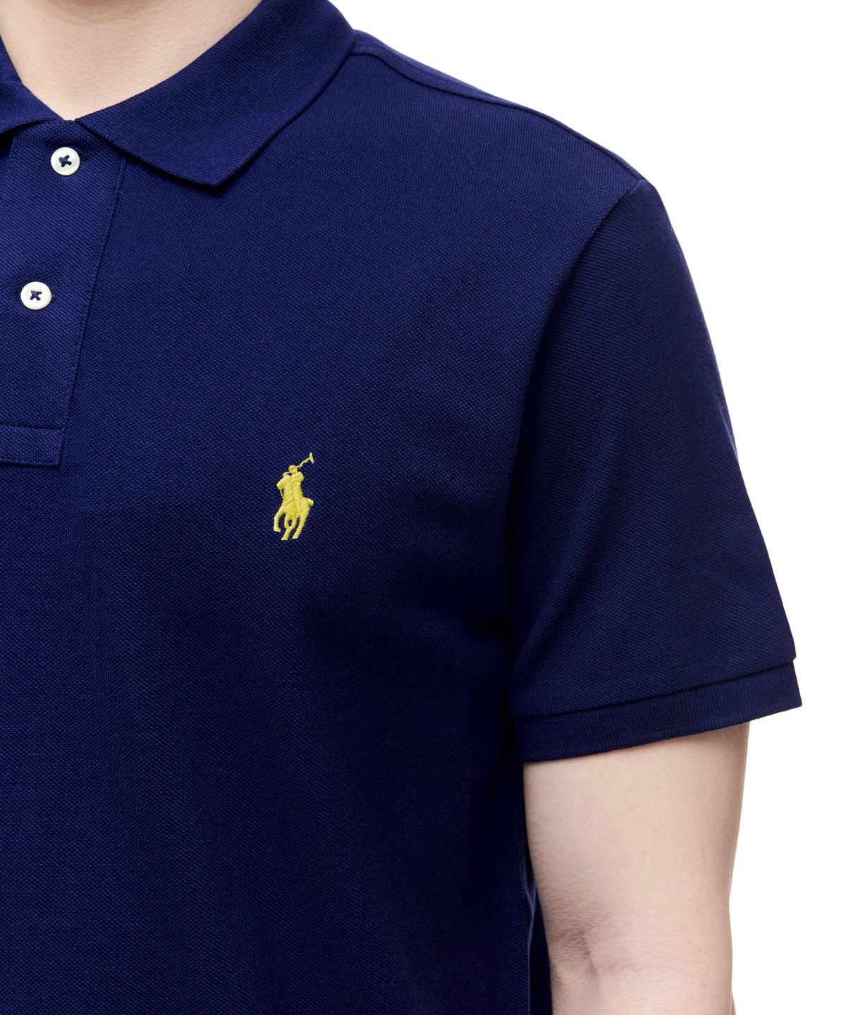 폴로 랄프 로렌(POLO RALPH LAUREN) 슬림핏 메시 폴로 셔츠 - 블루