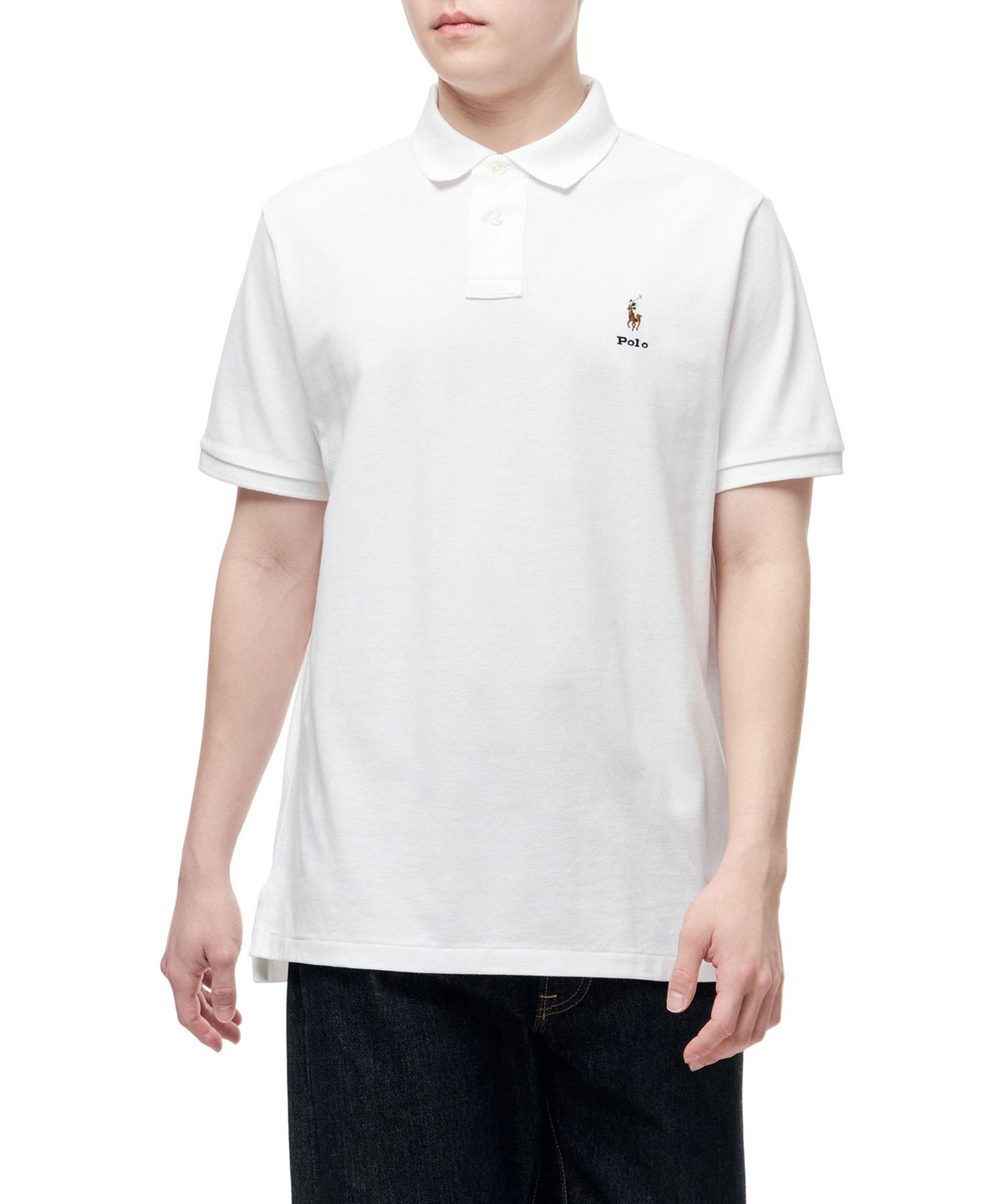폴로 랄프 로렌(POLO RALPH LAUREN) [White Collection] 커스텀 슬림핏 숏 슬리브 폴로 셔츠 - 화이트