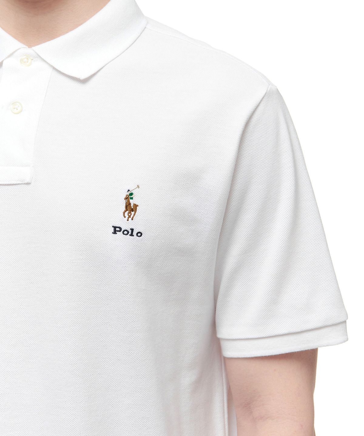 폴로 랄프 로렌(POLO RALPH LAUREN) [White Collection] 커스텀 슬림핏 숏 슬리브 폴로 셔츠 - 화이트