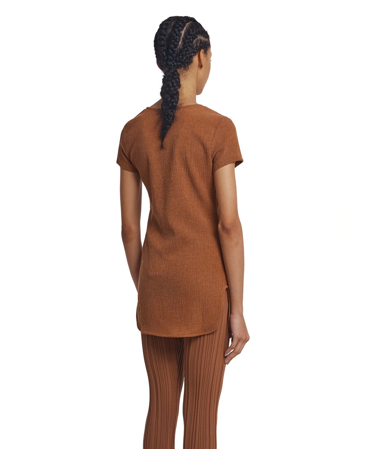 트렁크프로젝트(TRUNK PROJECT) Asymmetric Button T-Shirt_Brown