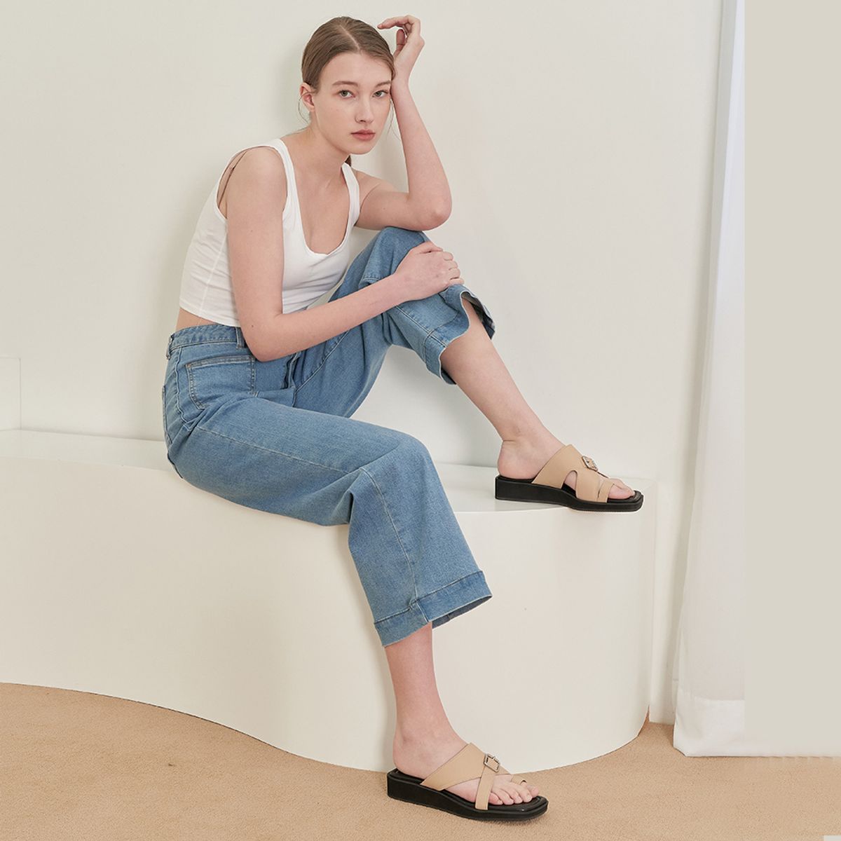 케리제이드(KERRIJADE) Buckle Slide_Beige