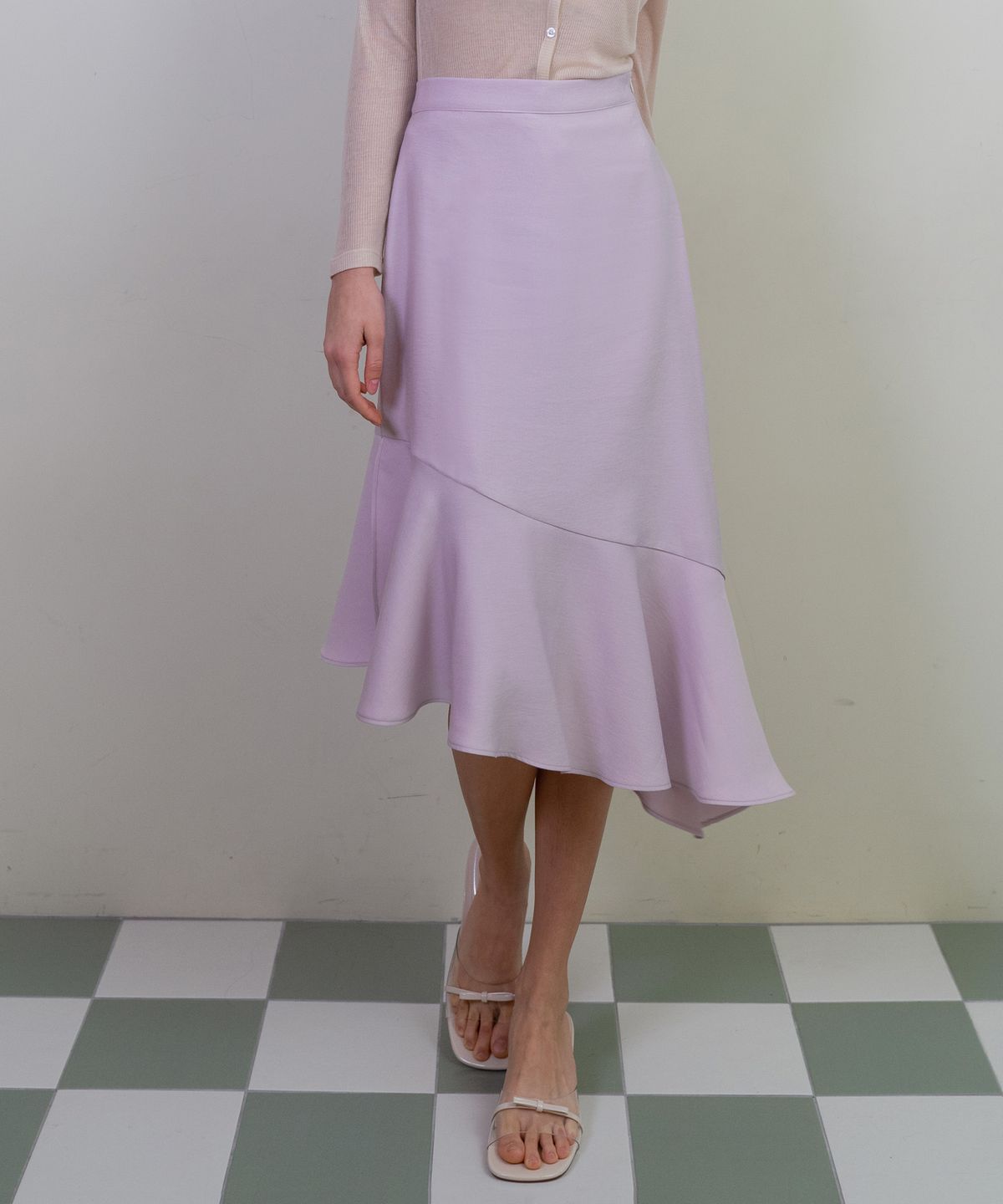 레트흐드레뚜왈(LETTRE DE LE TOILE) Asymmetric flare skirt (Lilac)