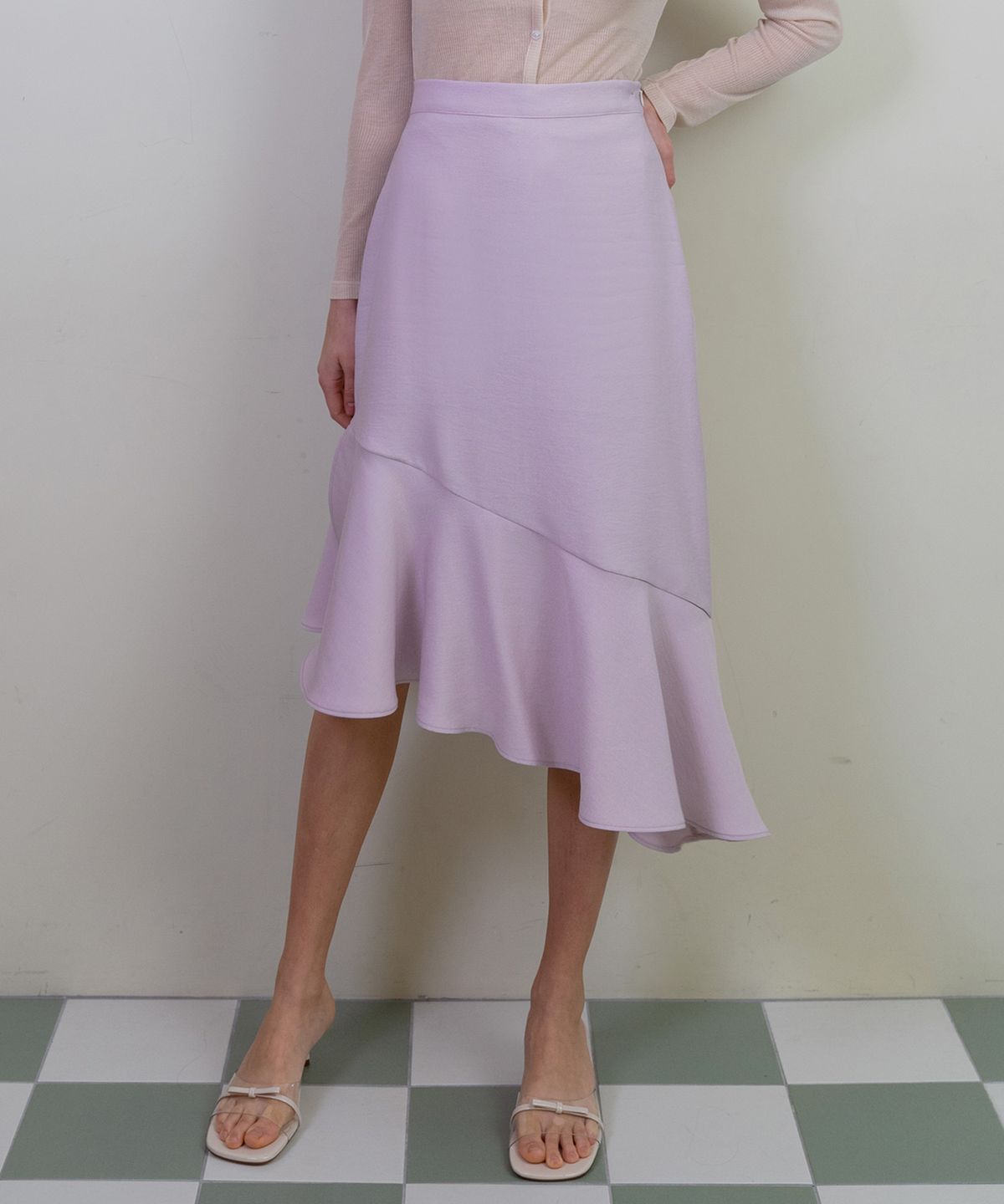 레트흐드레뚜왈(LETTRE DE LE TOILE) Asymmetric flare skirt (Lilac)