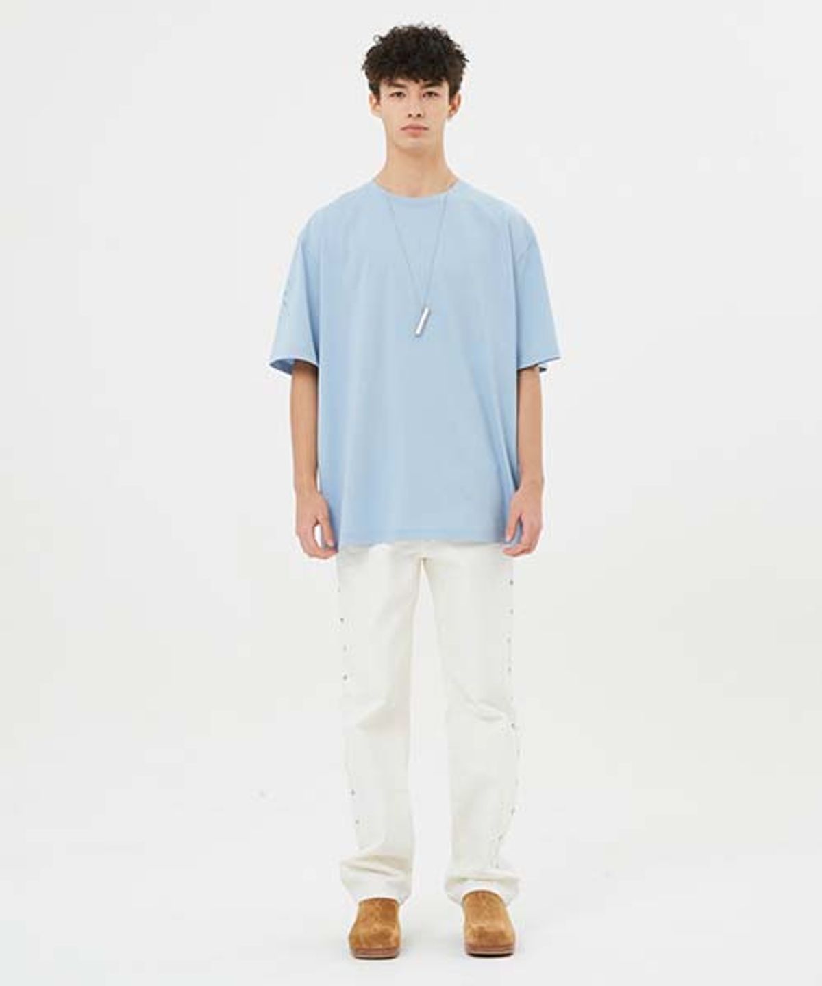 문선 아카이브(MOONSUN ARCHIVE) ESSENTIAL_UNISEX Argyle Hole Sleeve T-shirt  [Sky Blue]