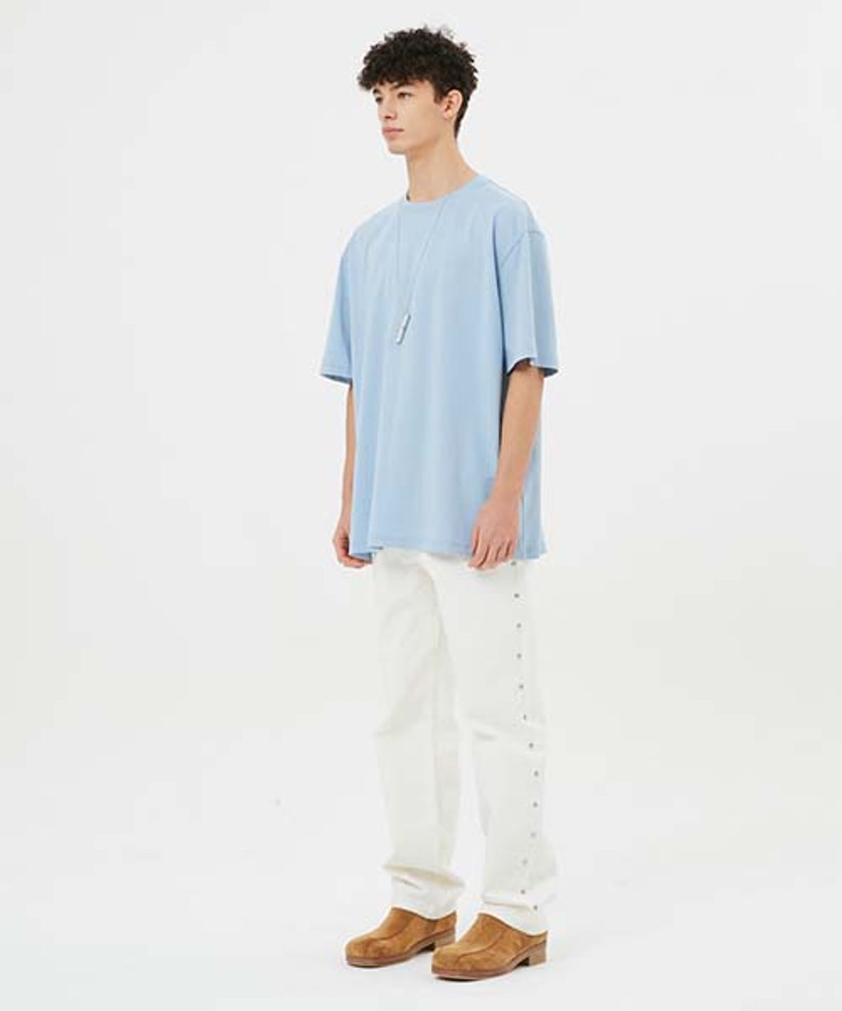 문선 아카이브(MOONSUN ARCHIVE) ESSENTIAL_UNISEX Argyle Hole Sleeve T-shirt  [Sky Blue]