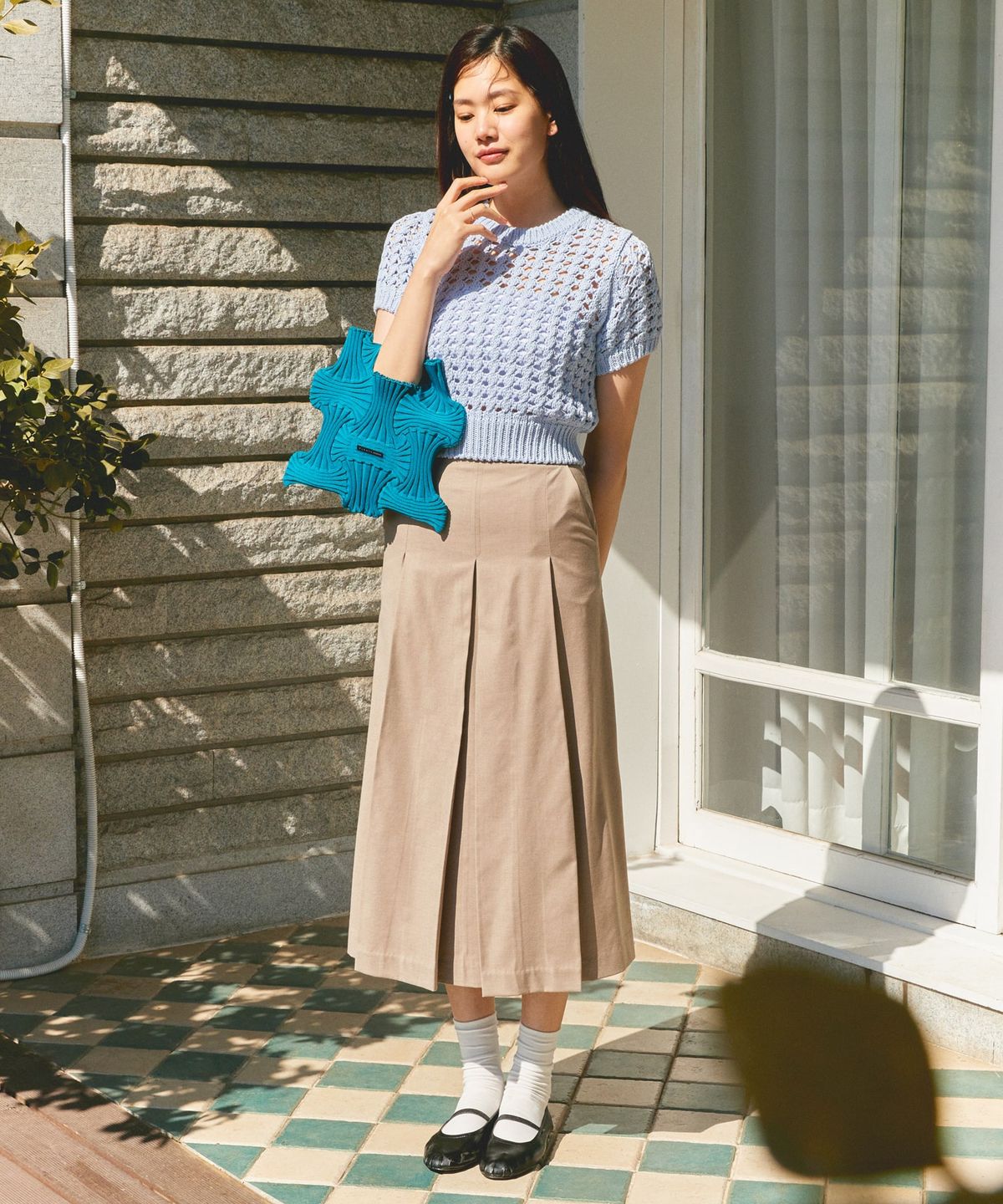 플리츠마마(PLEATSMAMA) 보우백 퍼시픽블루