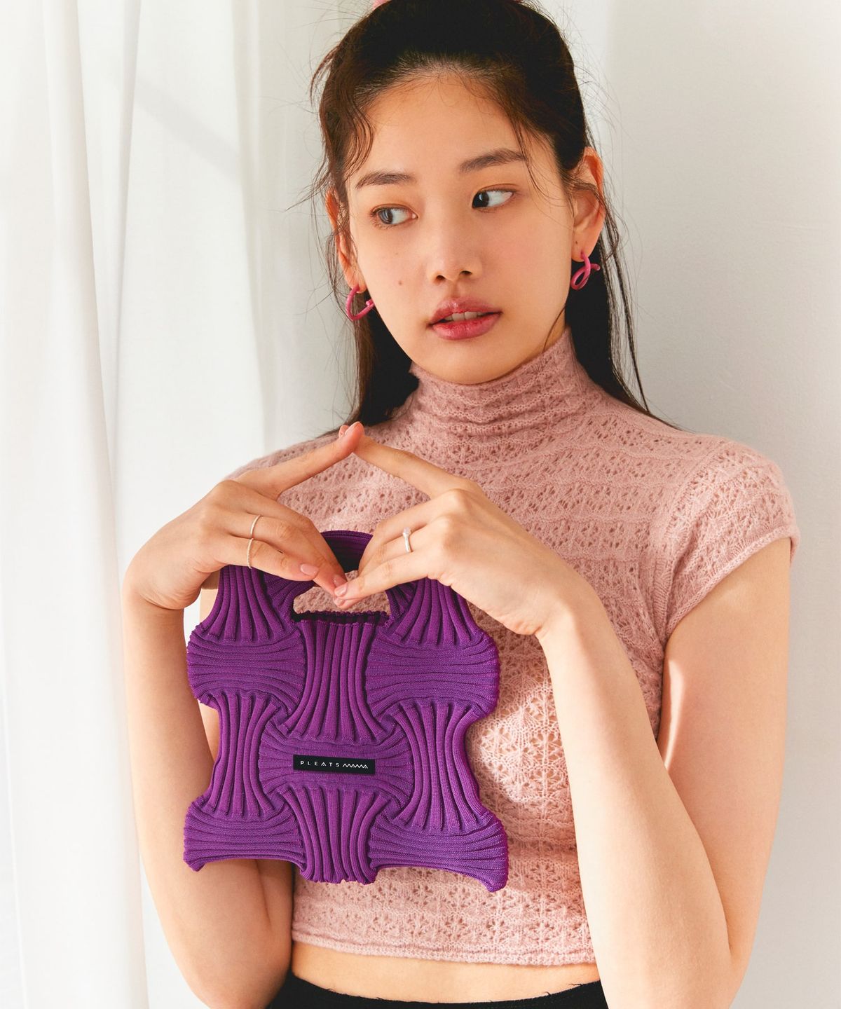 플리츠마마(PLEATSMAMA) 미니보우백 그레이프퍼플