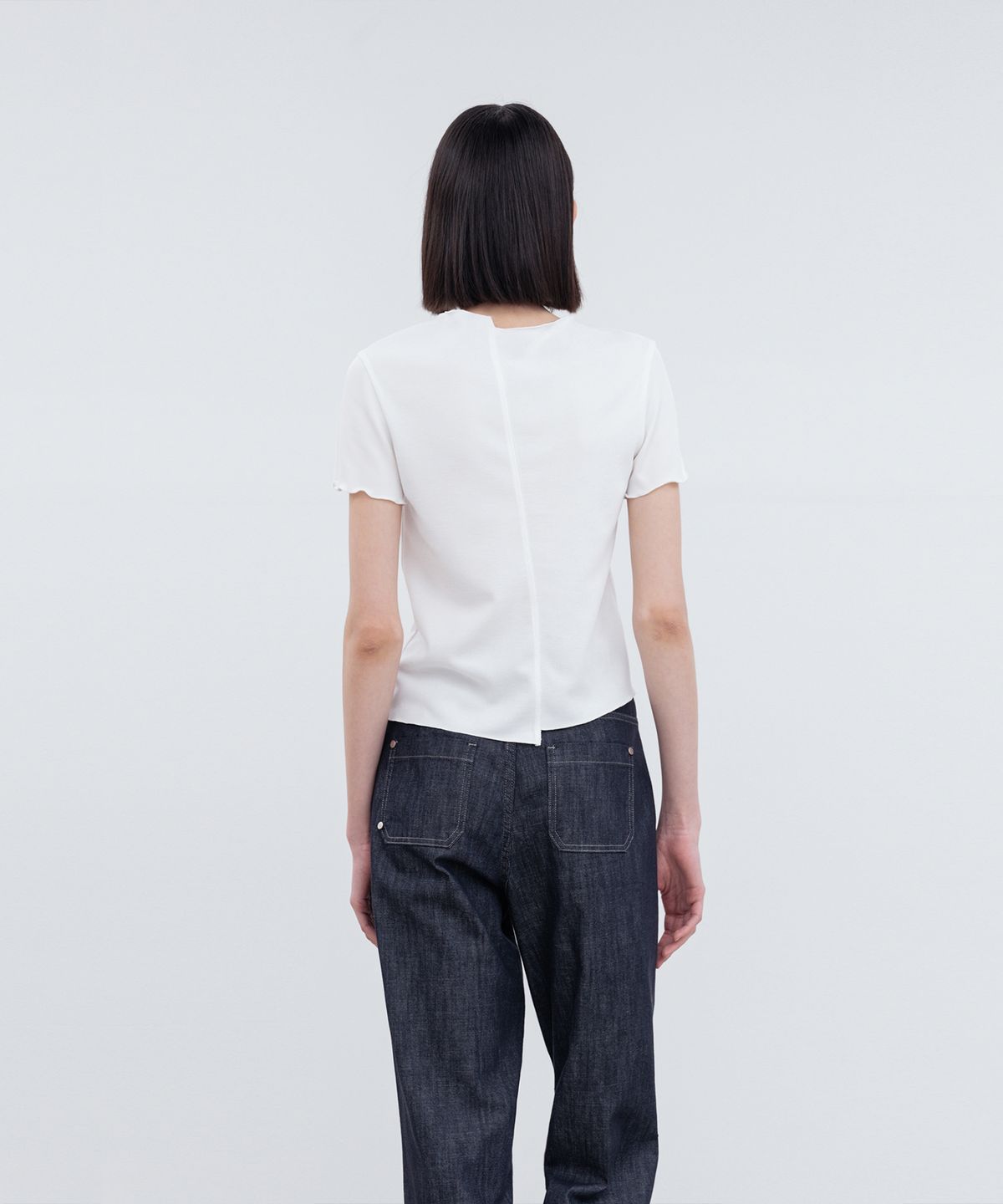 리이(RE RHEE) LETTUCE HEM ASYMMETRIC TOP