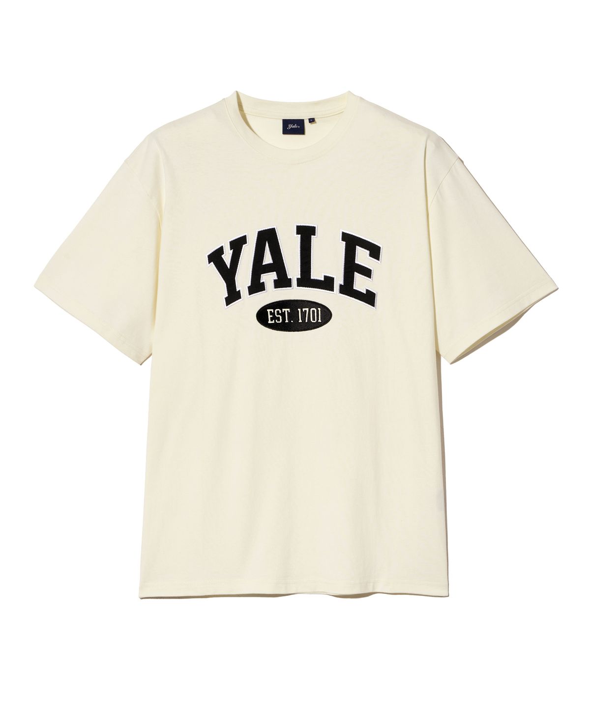 예일(YALE) 투톤아치 반팔티셔츠 크림