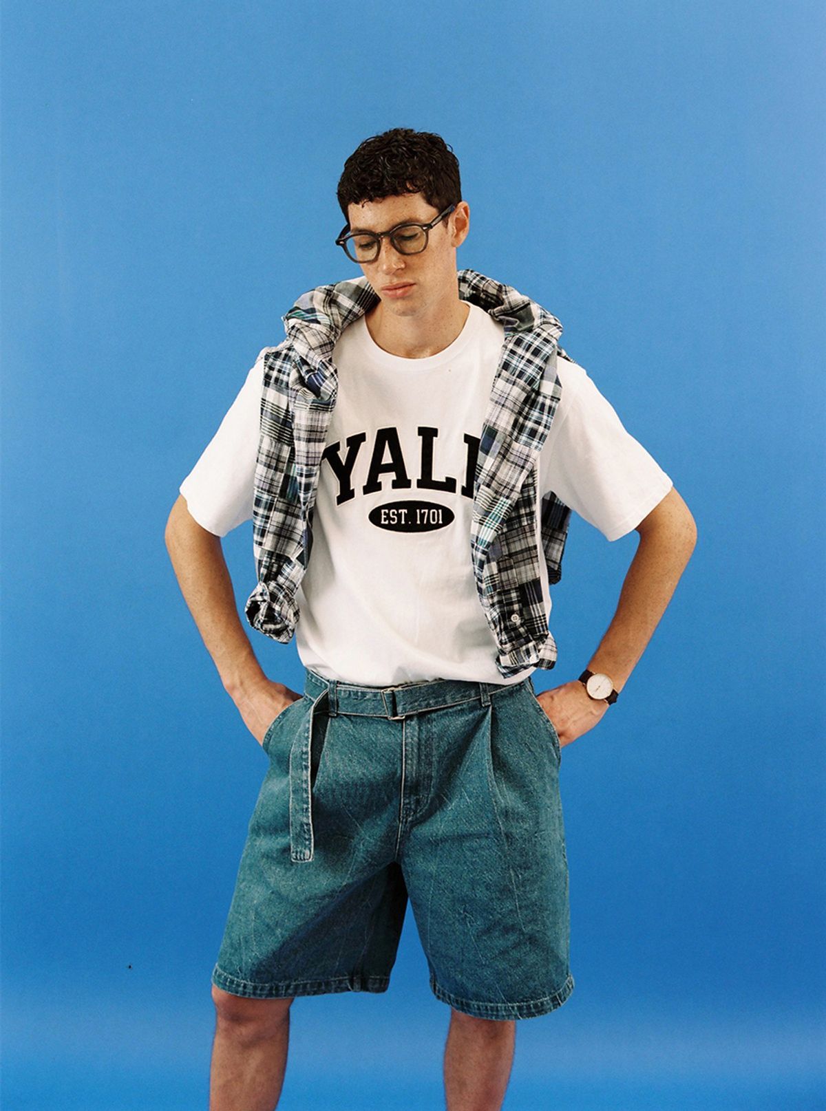 예일(YALE) (22SS) 2 TONE ARCH TEE VTG BLUE