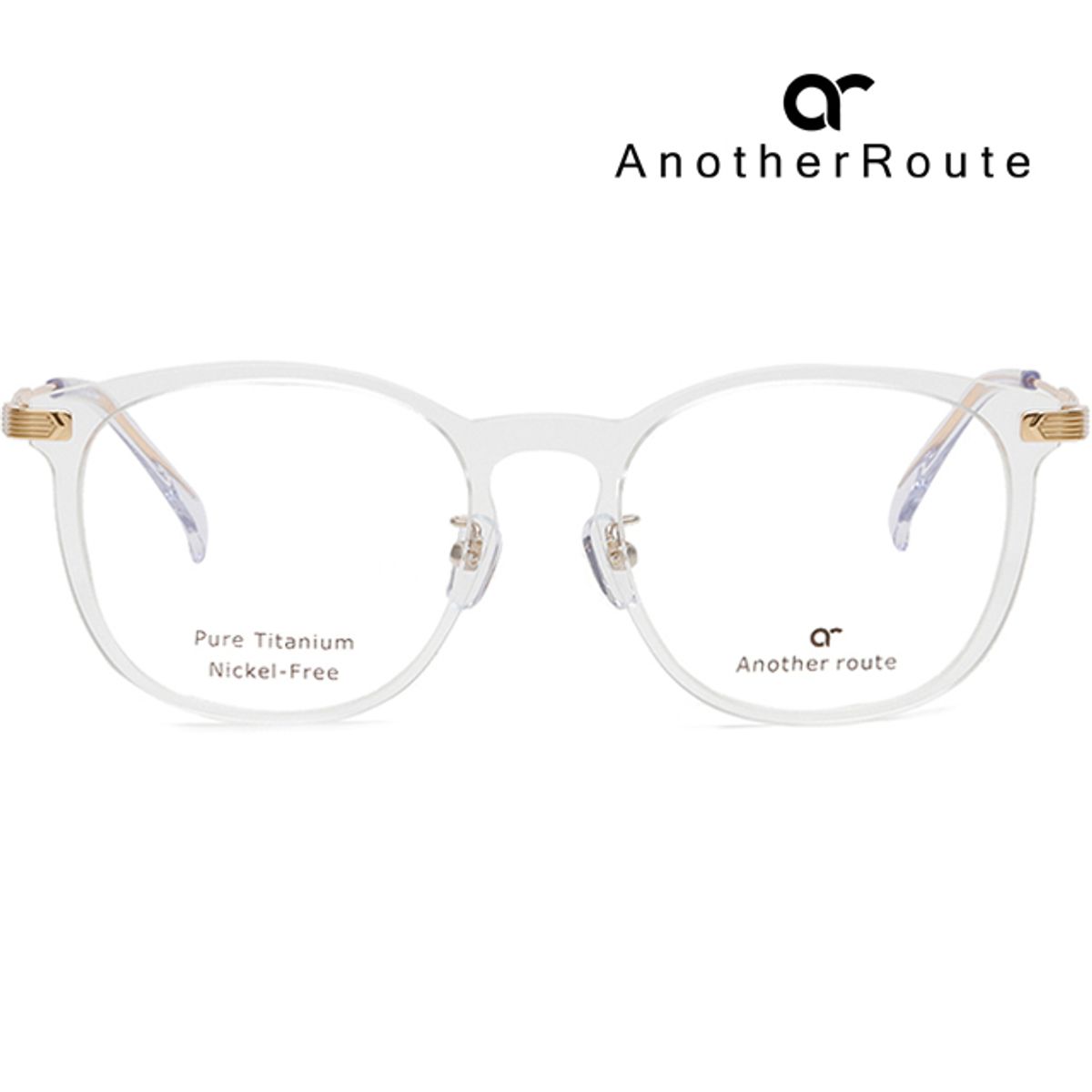어나더루트(ANOTHERROUTE) 안경테 PURELIGHT 1F A 투명 골드 티타늄 10g 초경량 뿔테