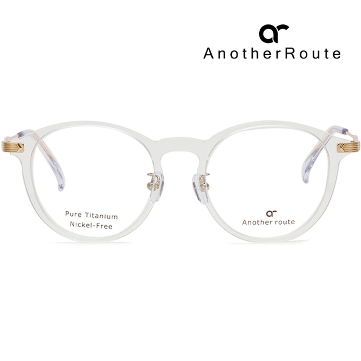 어나더루트(ANOTHERROUTE) 안경테 PURELIGHT 2F A 투명 뿔테 골드 티타늄 10g