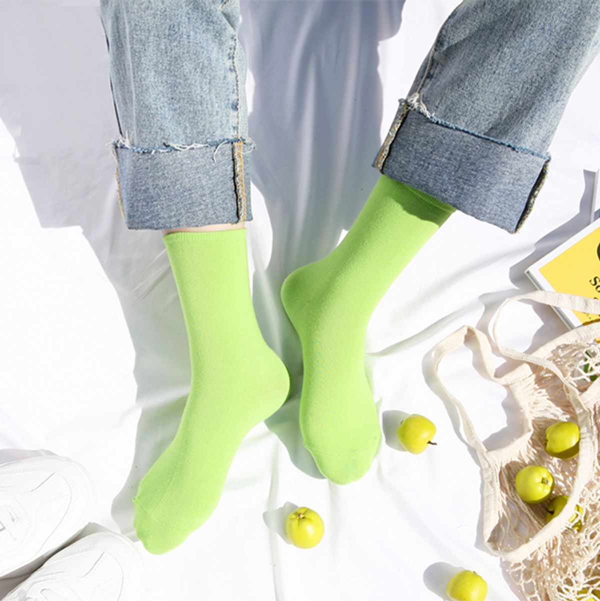 삭스에이(SOCKSA) [10PACK] 베이직 200N  컬러칩 무지 긴 양말