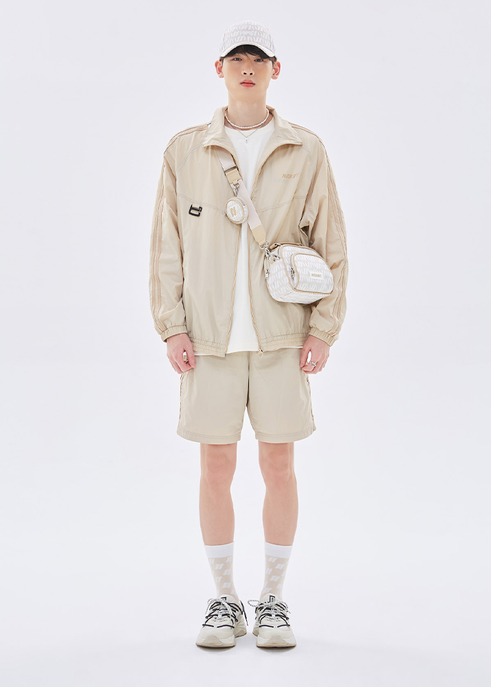MUSINSA | NERDY (22SS) NY Windbreaker Half Pants Set Beige