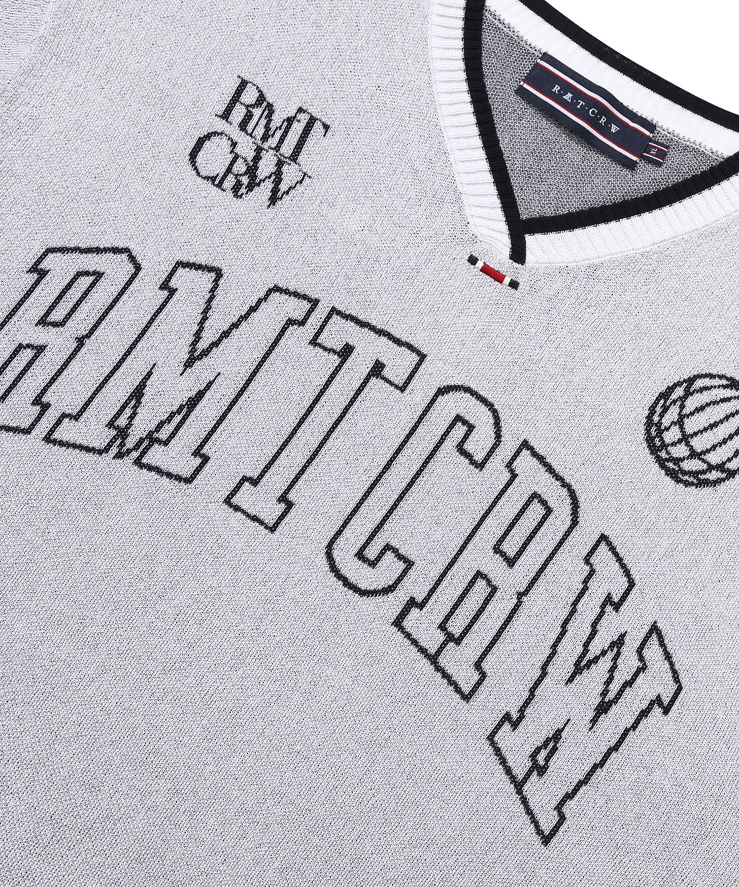 ★2022SS新作★ROMANTIC CROWN★RMTCRW V NECK KNIT JERSEY MUSINSA公式 | ROMANTIC CROWN RMTCRW V-NECK KNIT JERSEY_WHITE