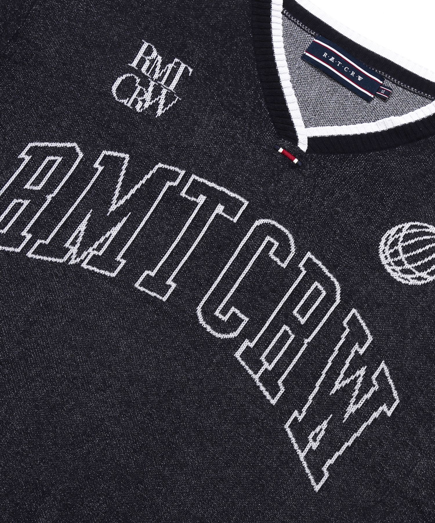 MUSINSA | ROMANTIC CROWN RMTCRW V-NECK KNIT JERSEY_NAVY