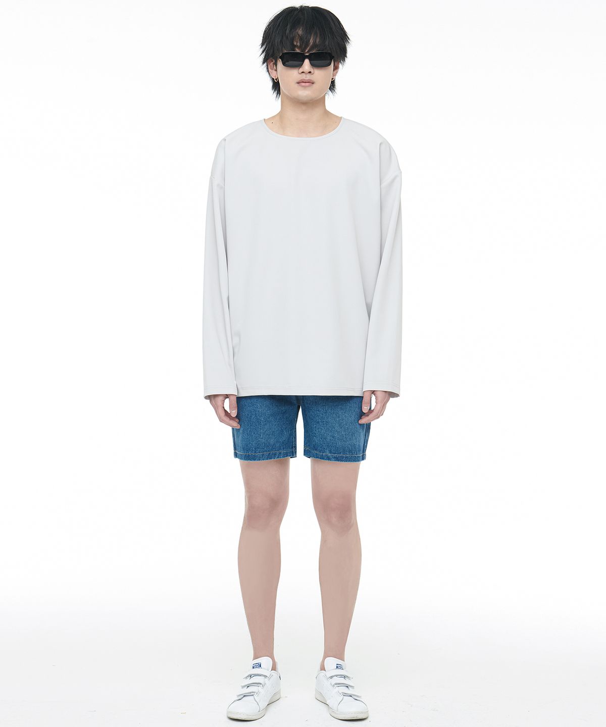 씨웨어 바이 더 지니어스(C WEAR BY THE GENIUS) 릴랙스드 핏 우븐 티셔츠 쿨 그레이