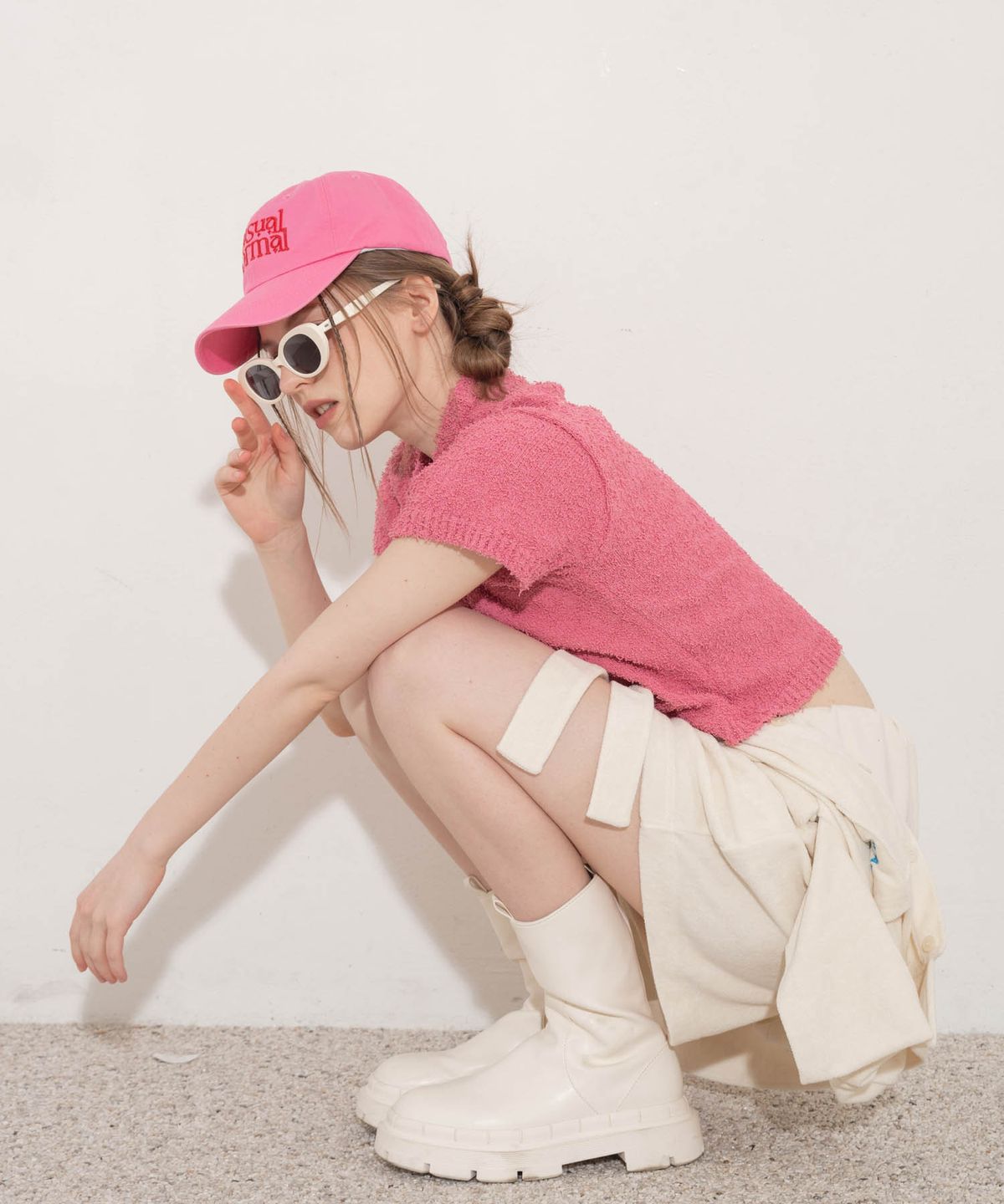 언유주얼 노말(UNUSUALNORMAL) SYMBOL KNIT TOP_PINK