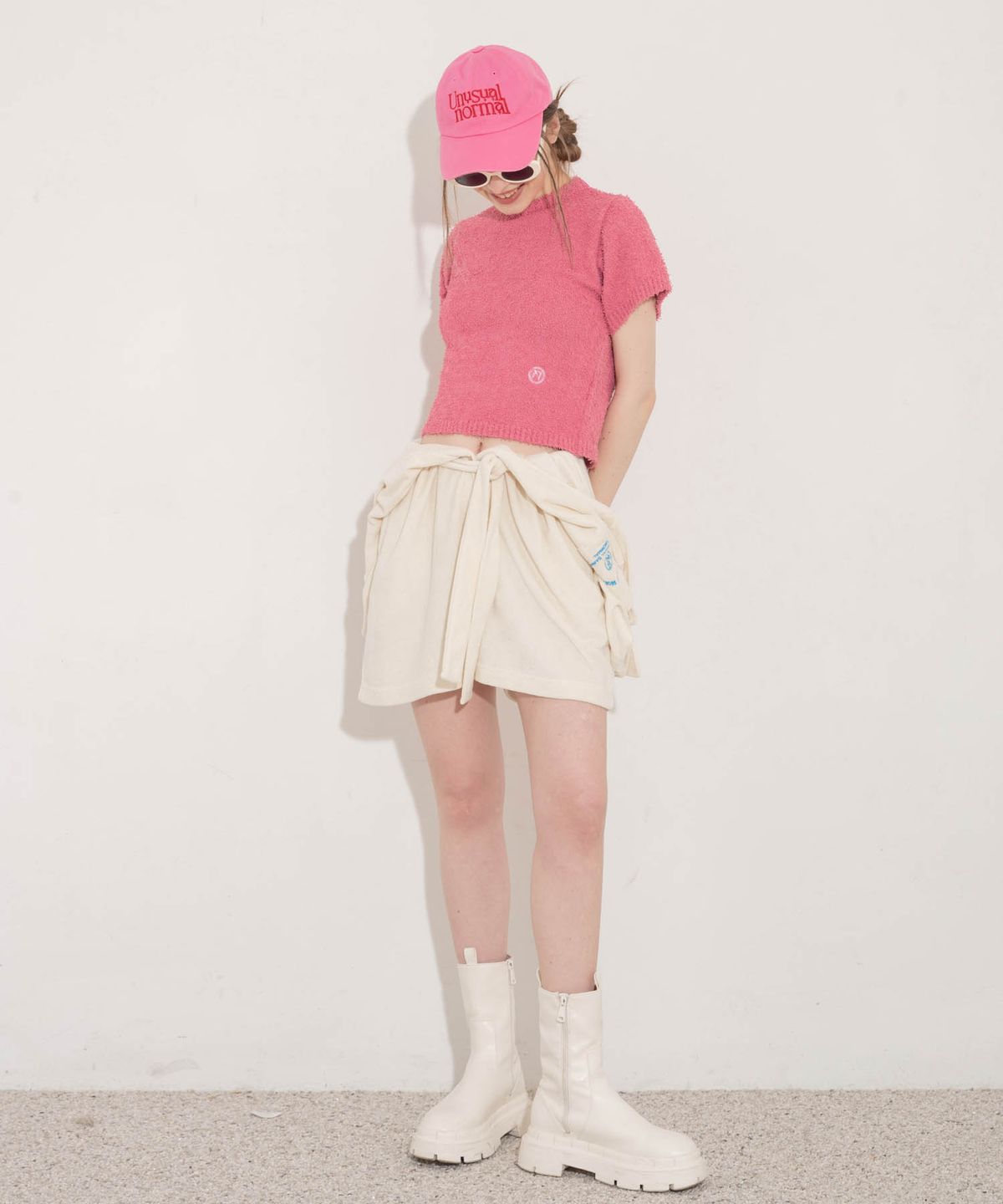 언유주얼 노말(UNUSUALNORMAL) SYMBOL KNIT TOP_PINK
